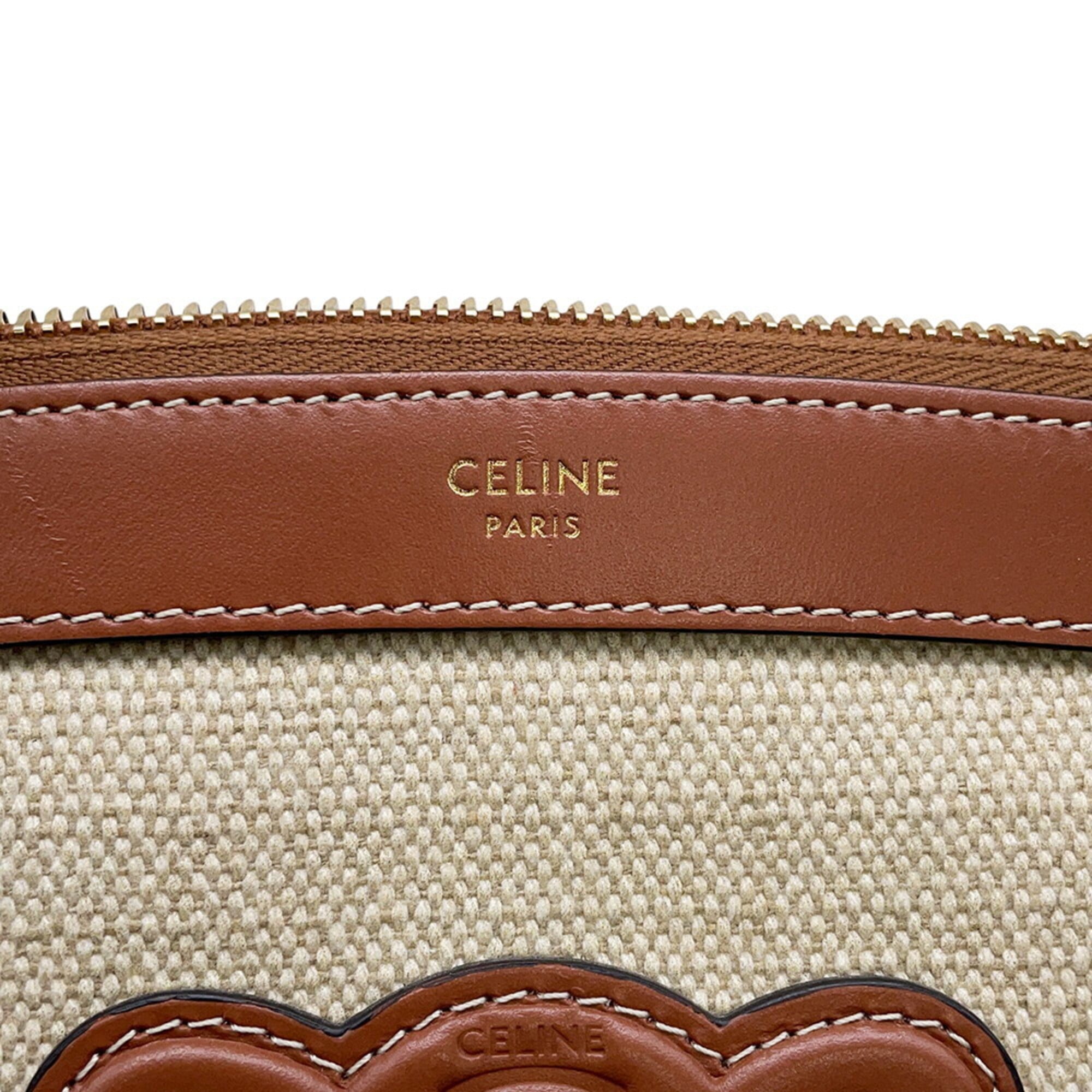 Celine Beige Canvas Leather Handbag Pouch (Pre-Owned)