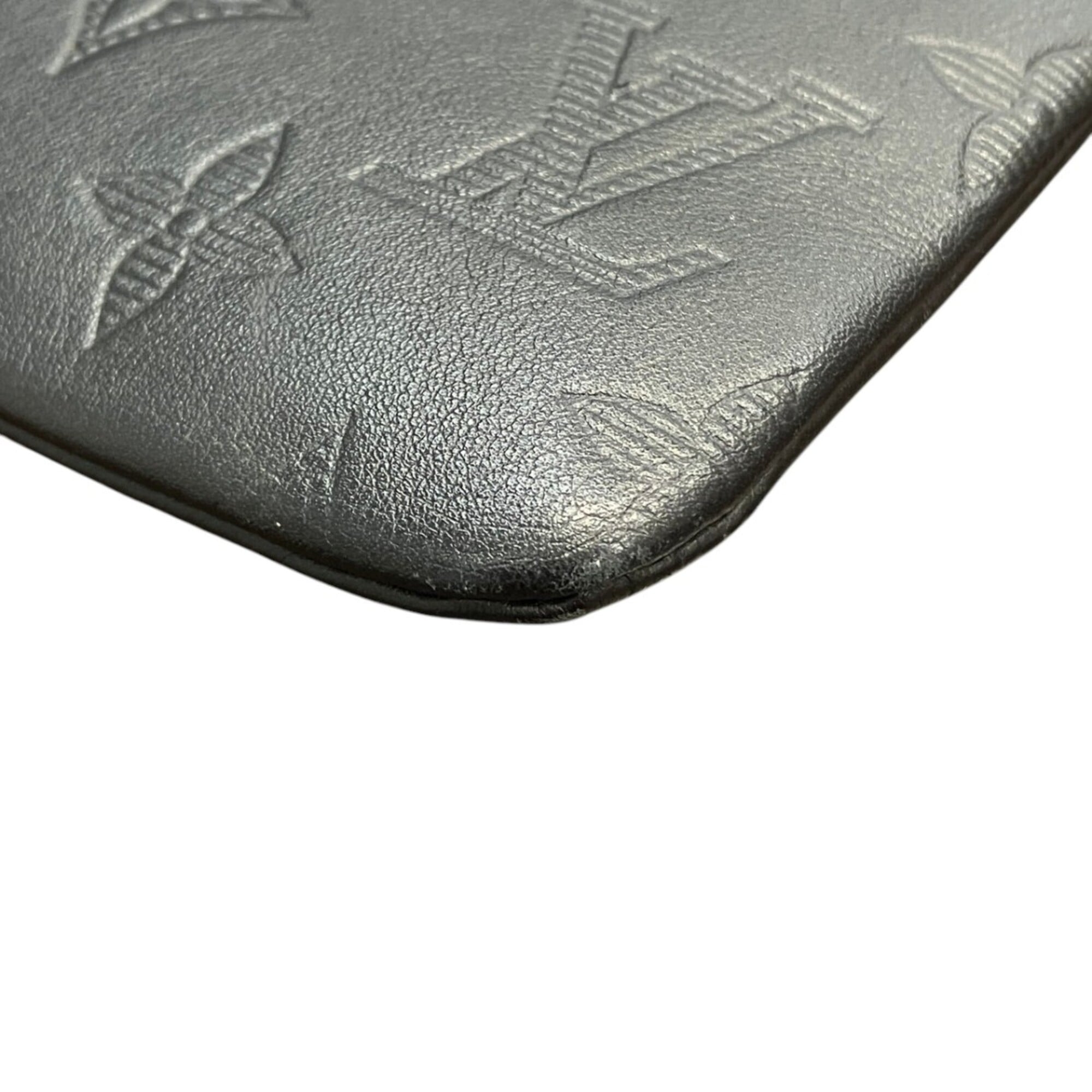 Louis Vuitton Monogram Shadow Black Leather Clutch Bag Pochette (Pre-Owned)