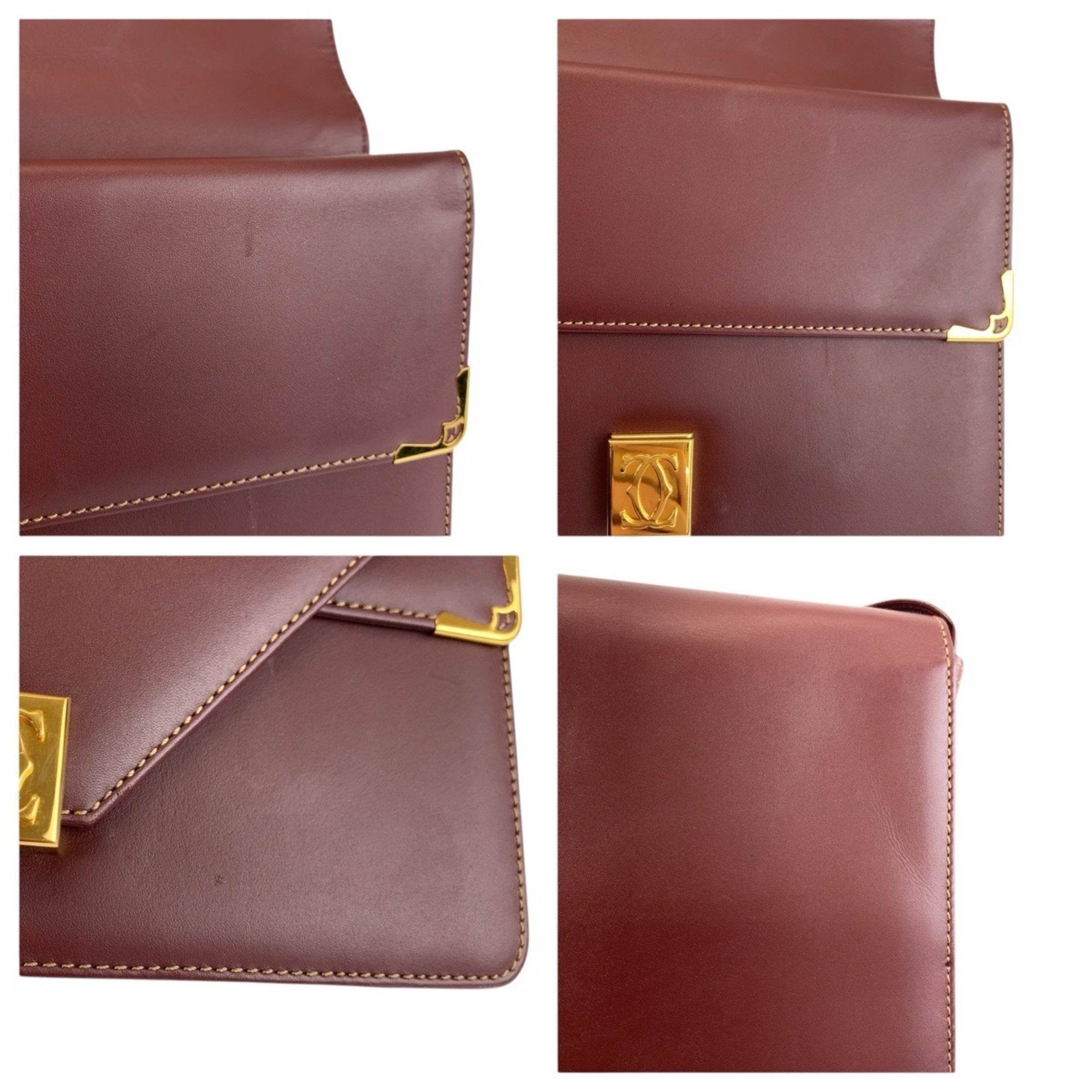 Cartier Bordeaux Leather Pochette Shoulder Bag (Pre-Owned)