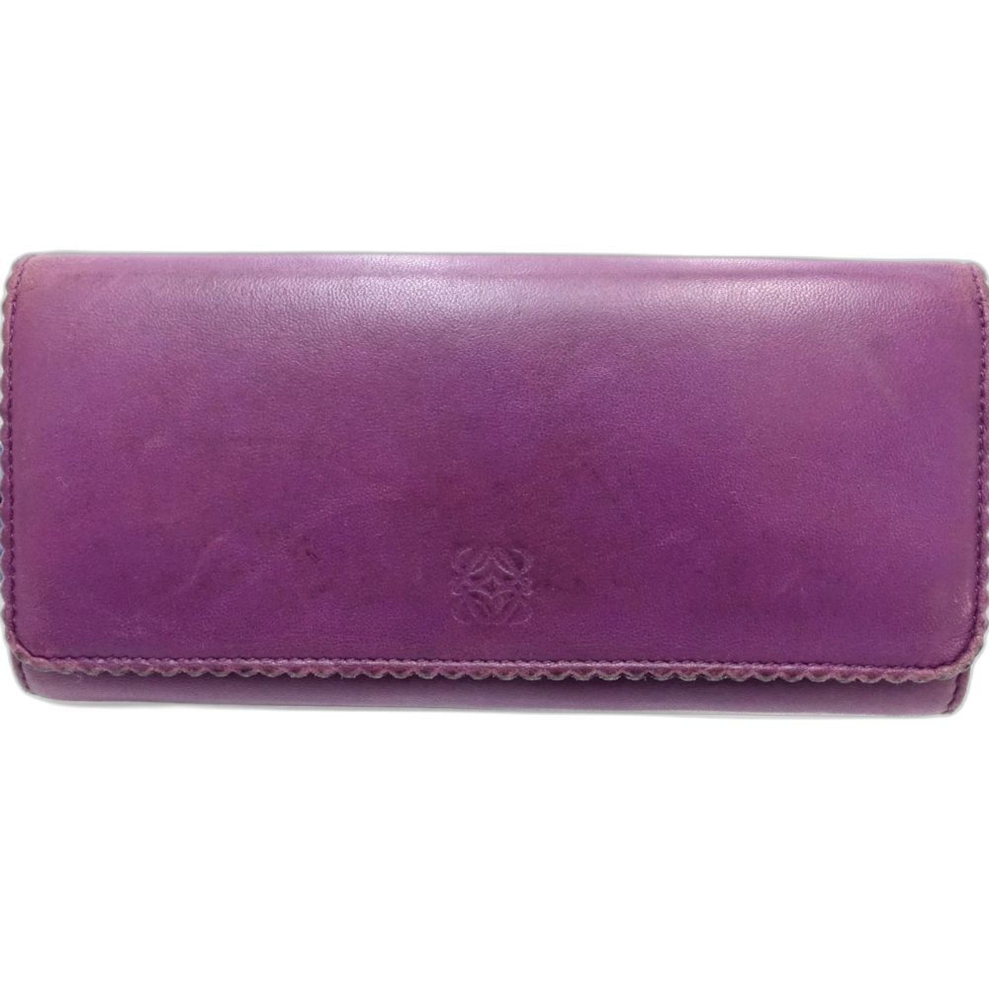 Loewe Purple Leather Long Wallet (Bi-Fold) (Pre-Owned)