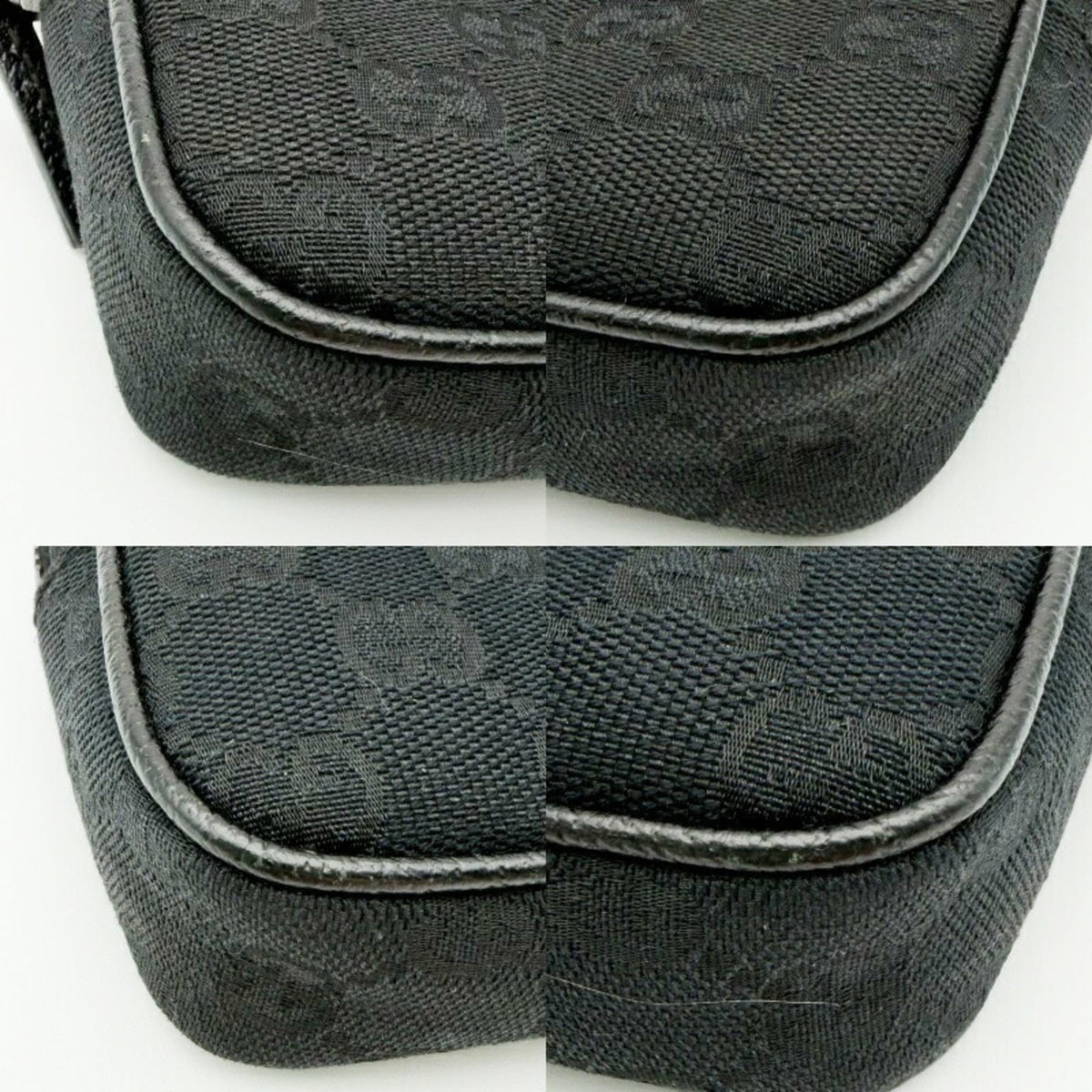 Gucci Gg Canvas Black Gg Canvas Leather Shoulder Bag (Pre-Owned)