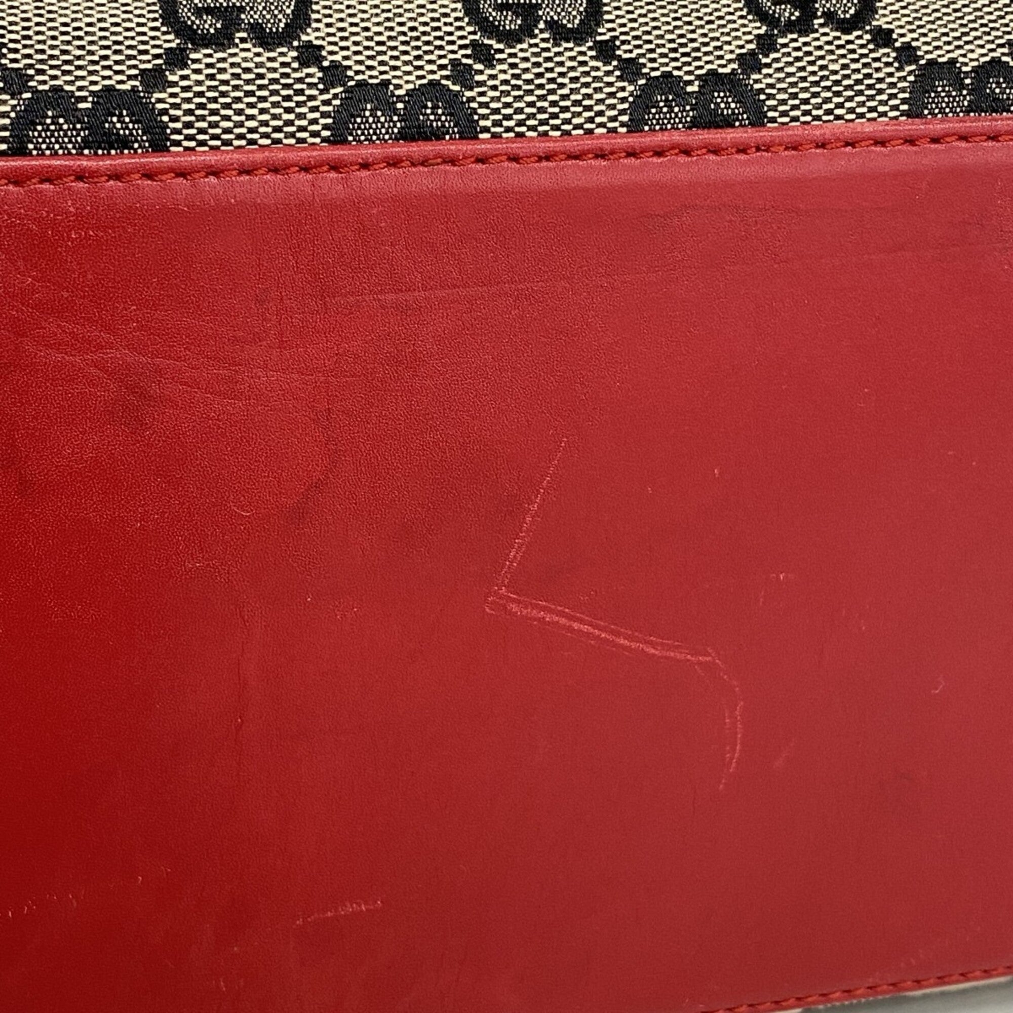 Gucci Beige Red Color Canvas Tote Bag (Pre-Owned)