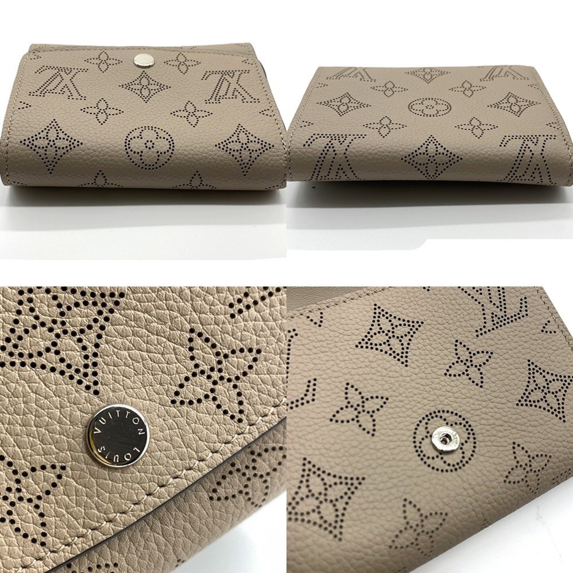 Louis Vuitton Mahina Beige Leather Wallet (Bi-Fold) (Pre-Owned)