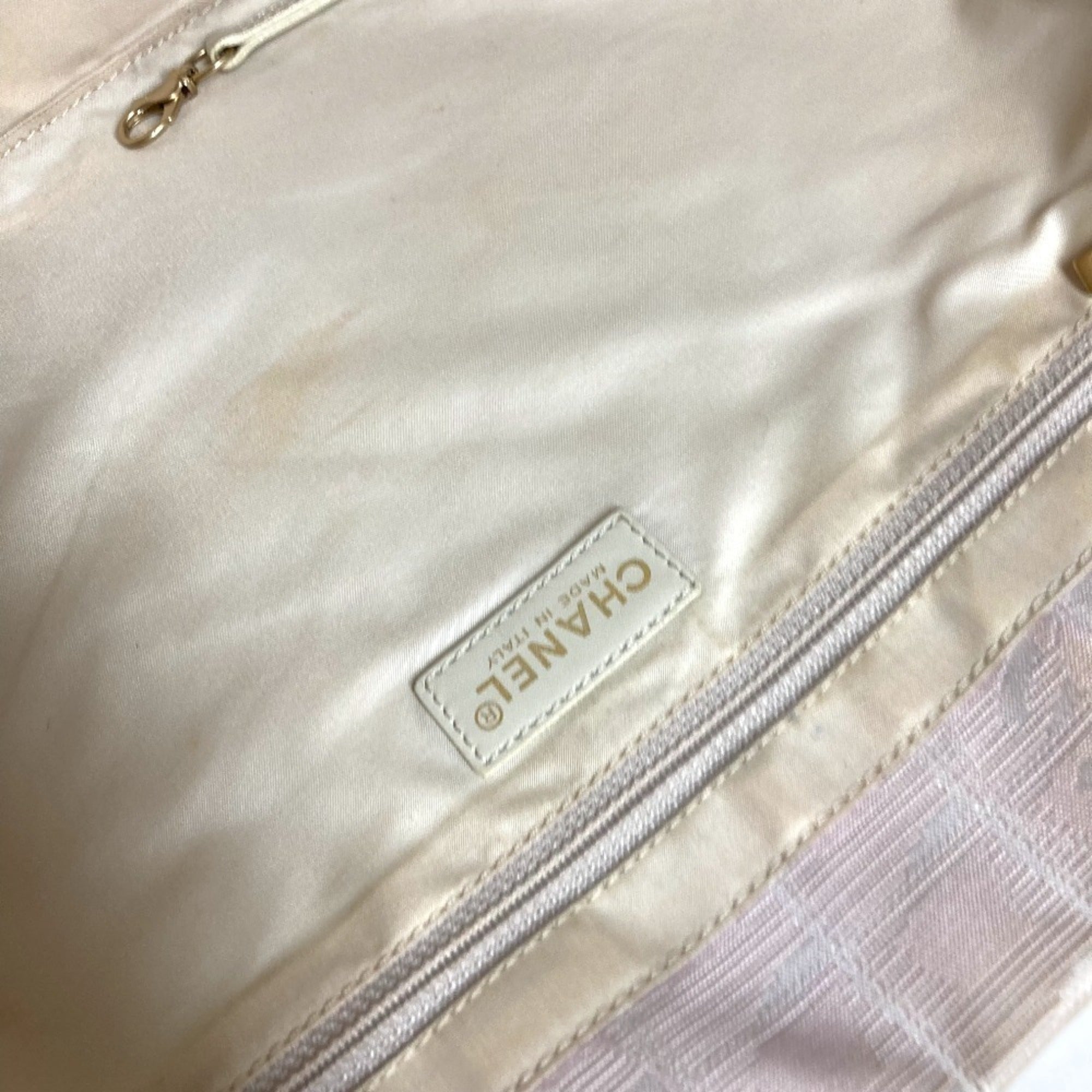 Chanel Beige Nylon Leather Tote Bag (Pre-Owned)