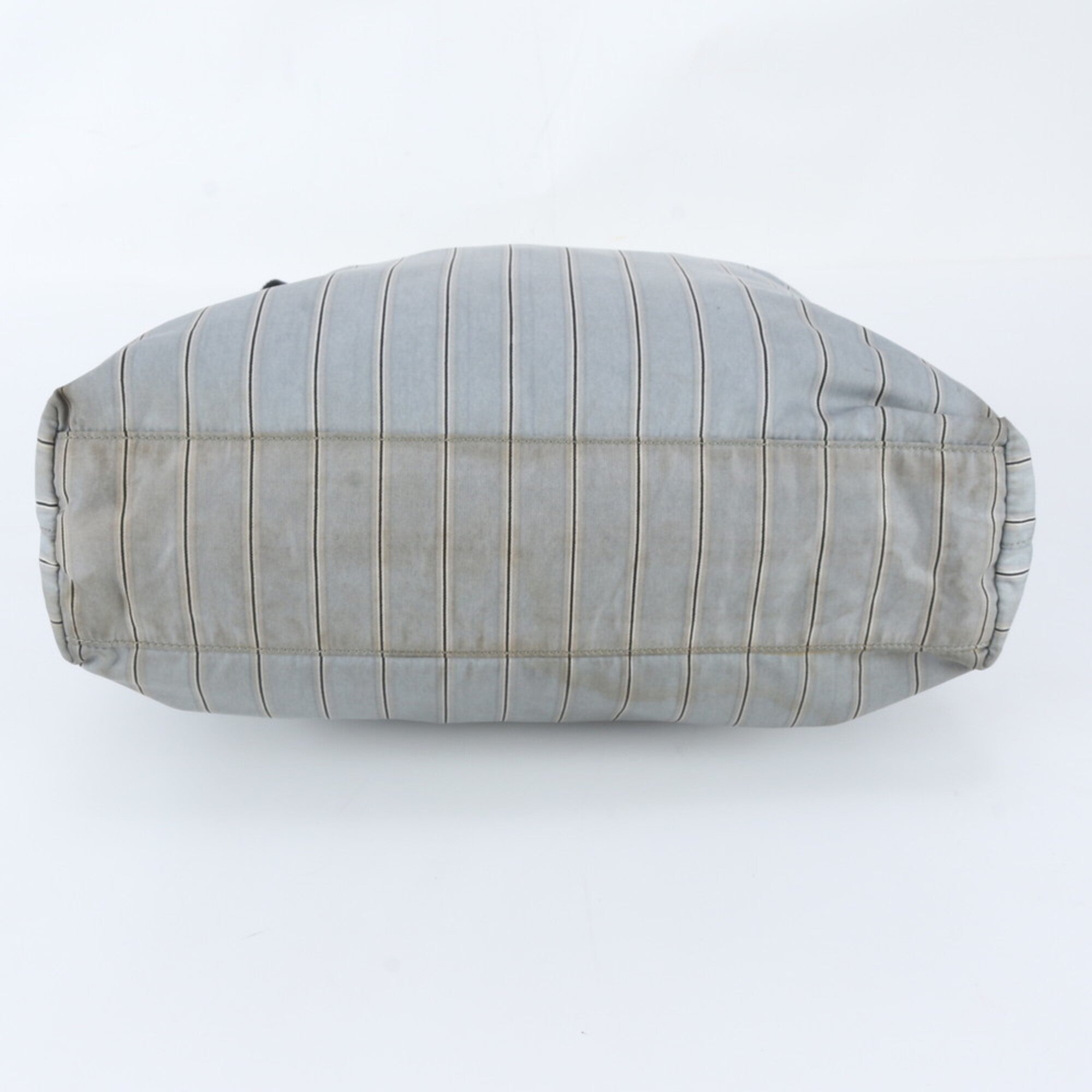 Prada Gray Navy Leather Nylon Shoulder Bag (Pre-Owned)