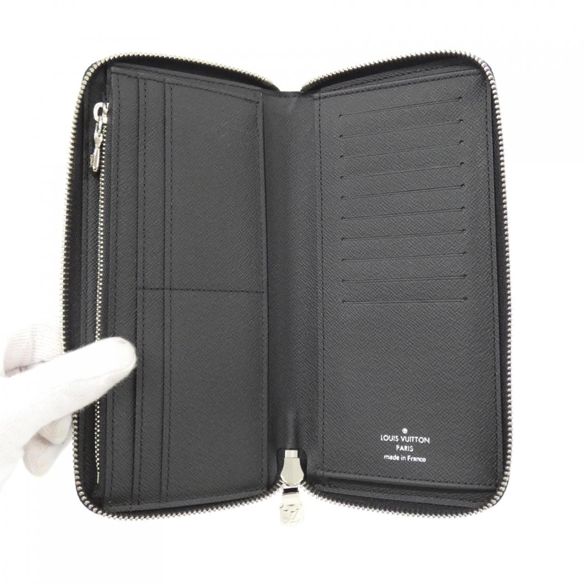 Louis Vuitton Black Leather Long Wallet (Bi-Fold) (Pre-Owned)