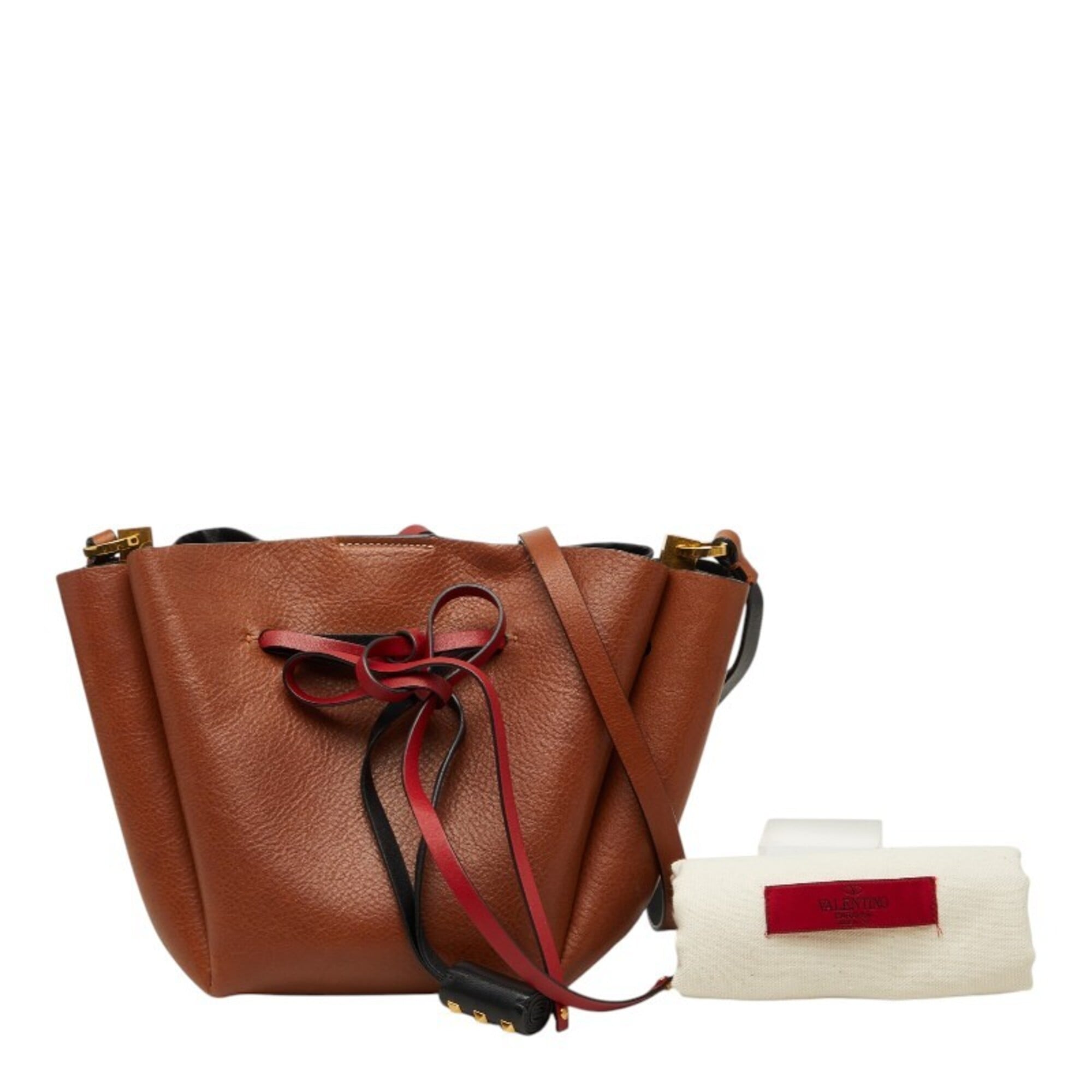 Valentino Brown Multi-Color Leather Shoulder Bag (Pre-Owned)