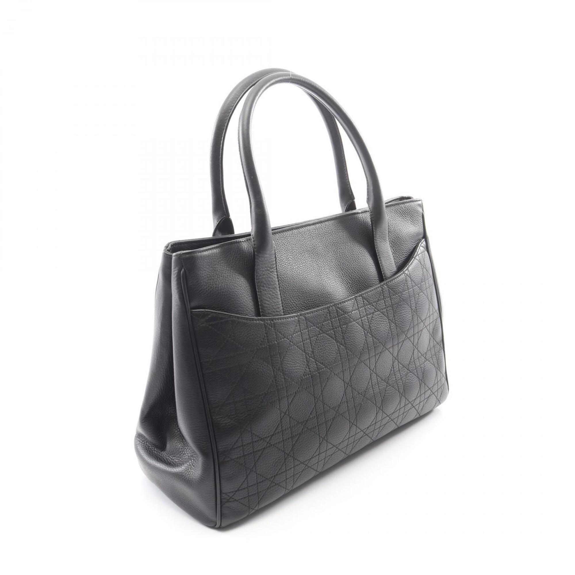 Christian Dior Black Leather Handbag Tote Bag (Pre-Owned)