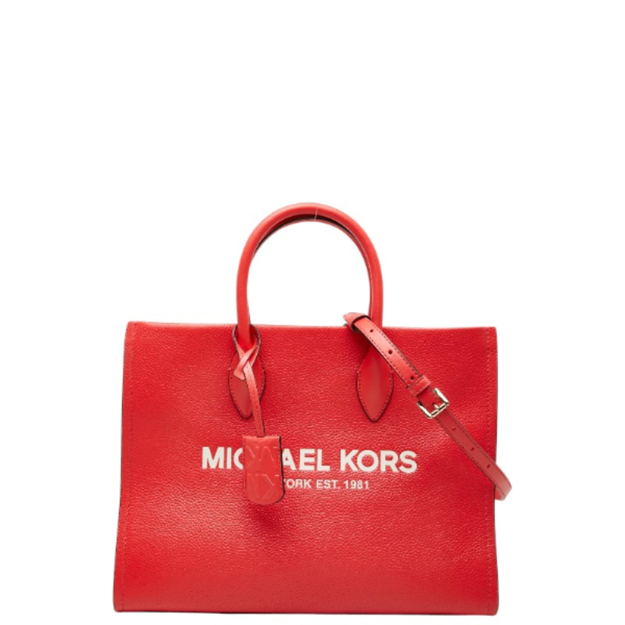 Michael Kors Red Color Leather Handbag Shoulder Bag Tote Bag (Pre-Owned)