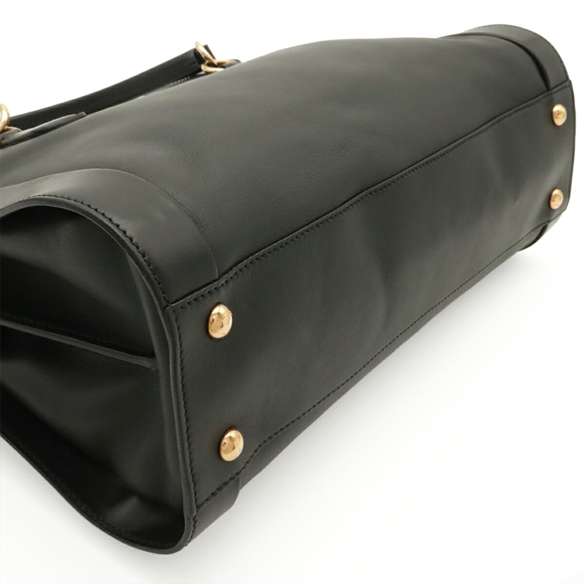 Salvatore Ferragamo Gancini Black Leather Handbag Shoulder Bag (Pre-Owned)