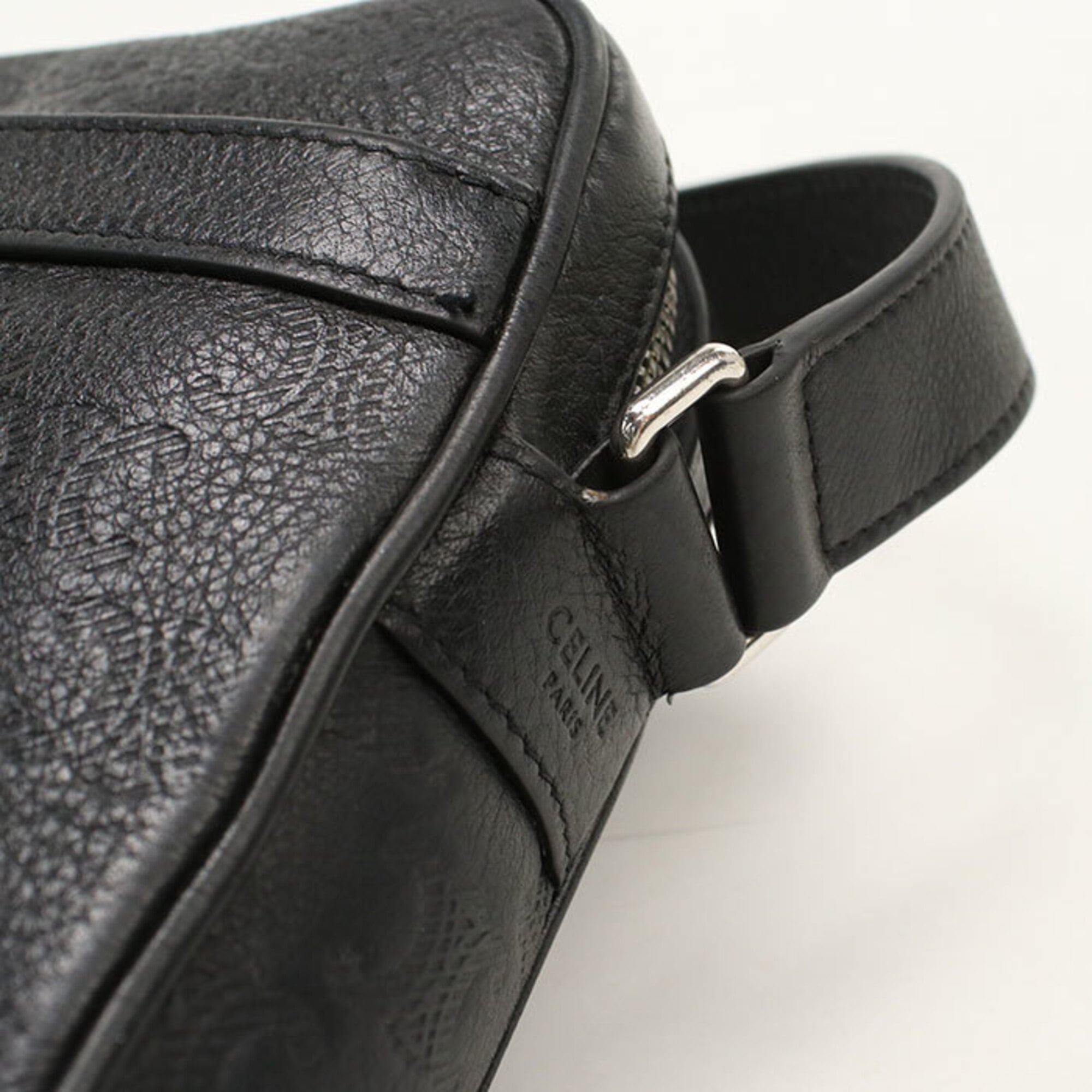 Celine Black Leather Messenger Bag Shoulder Bag (Pre-Owned)