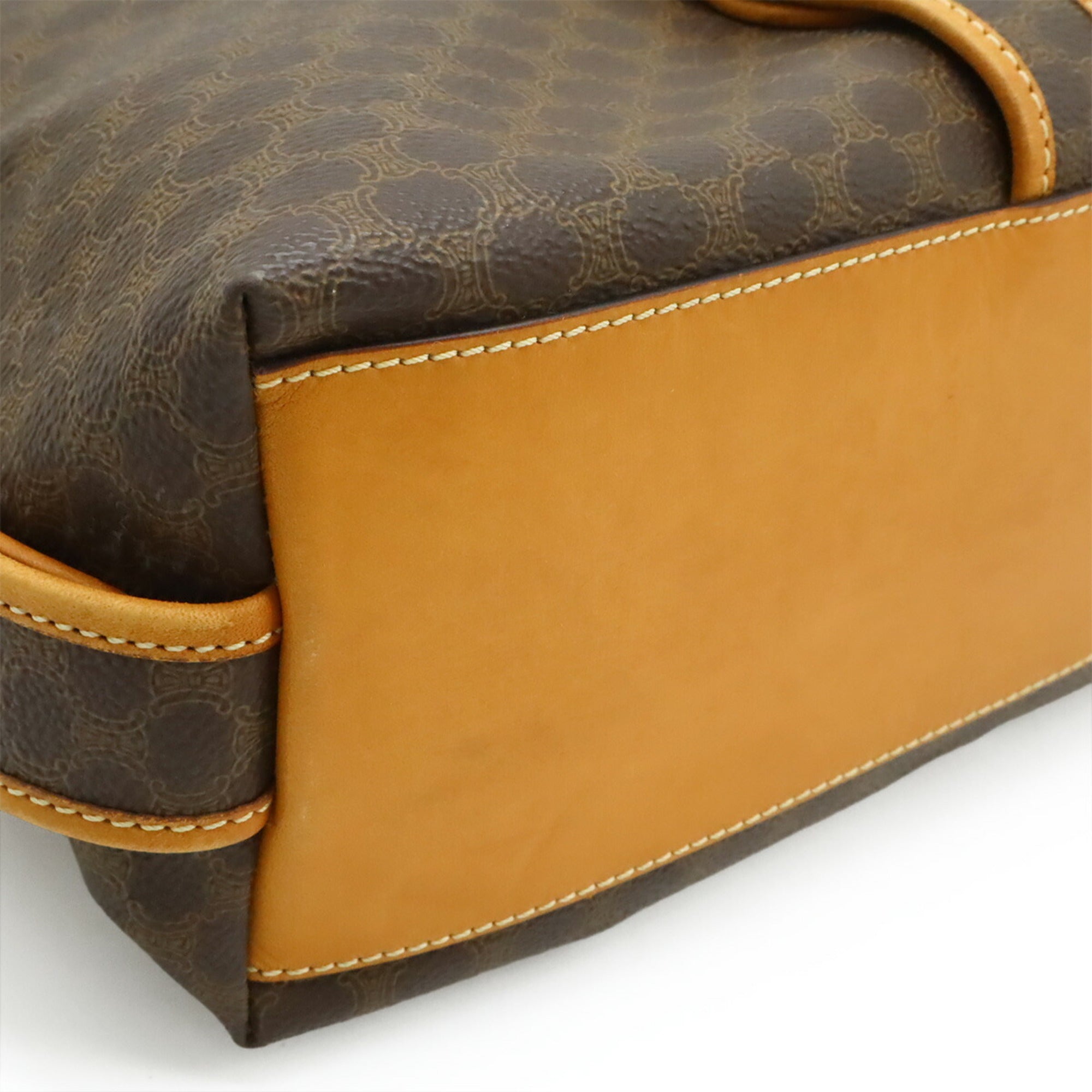 Celine Black Brown Dark Brown Coated Canvas Leather Pochette Shoulder Bag (Pre-Owned)
