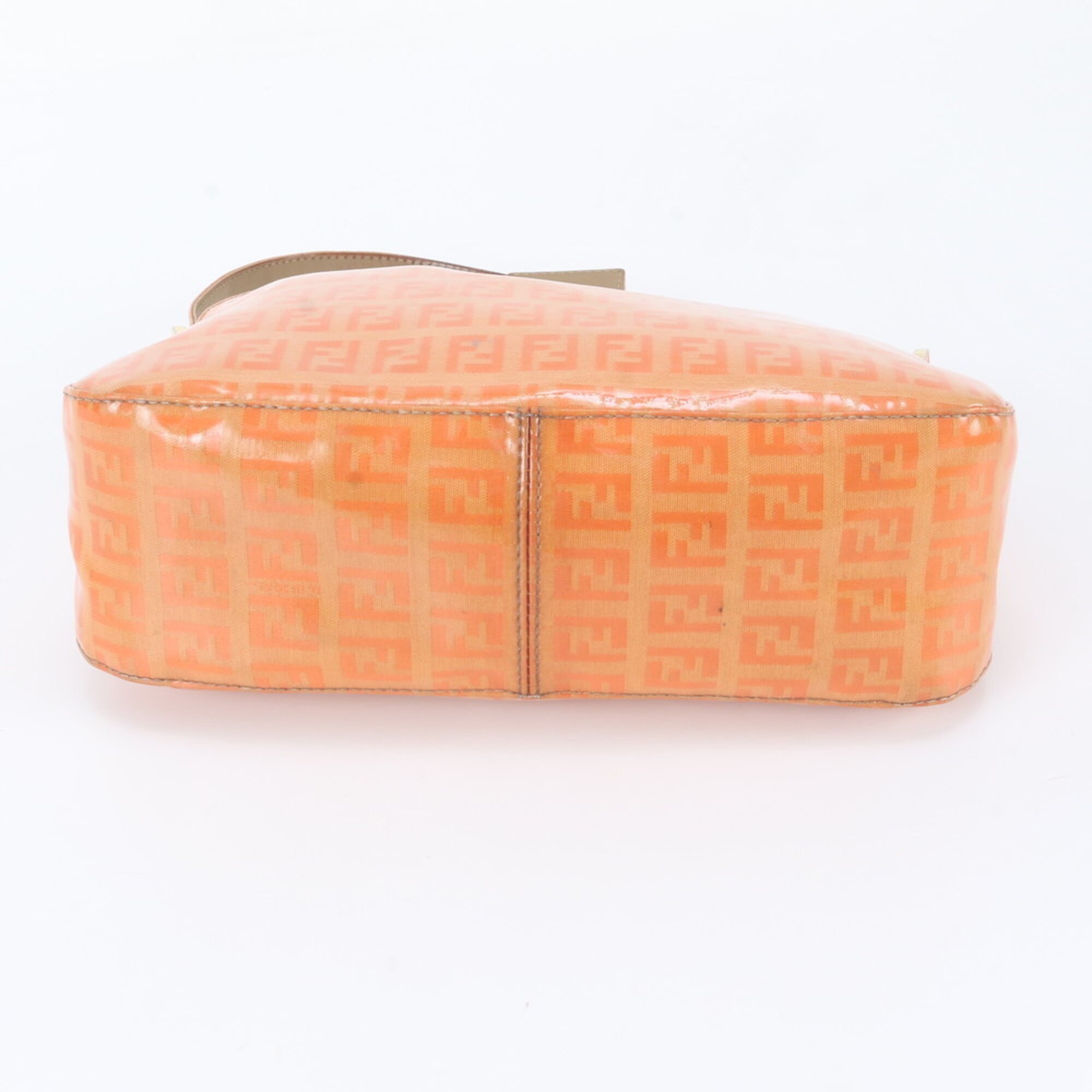 Fendi Orange Leather Coated Canvas Handbag Shoulder Bag (Pre-Owned)