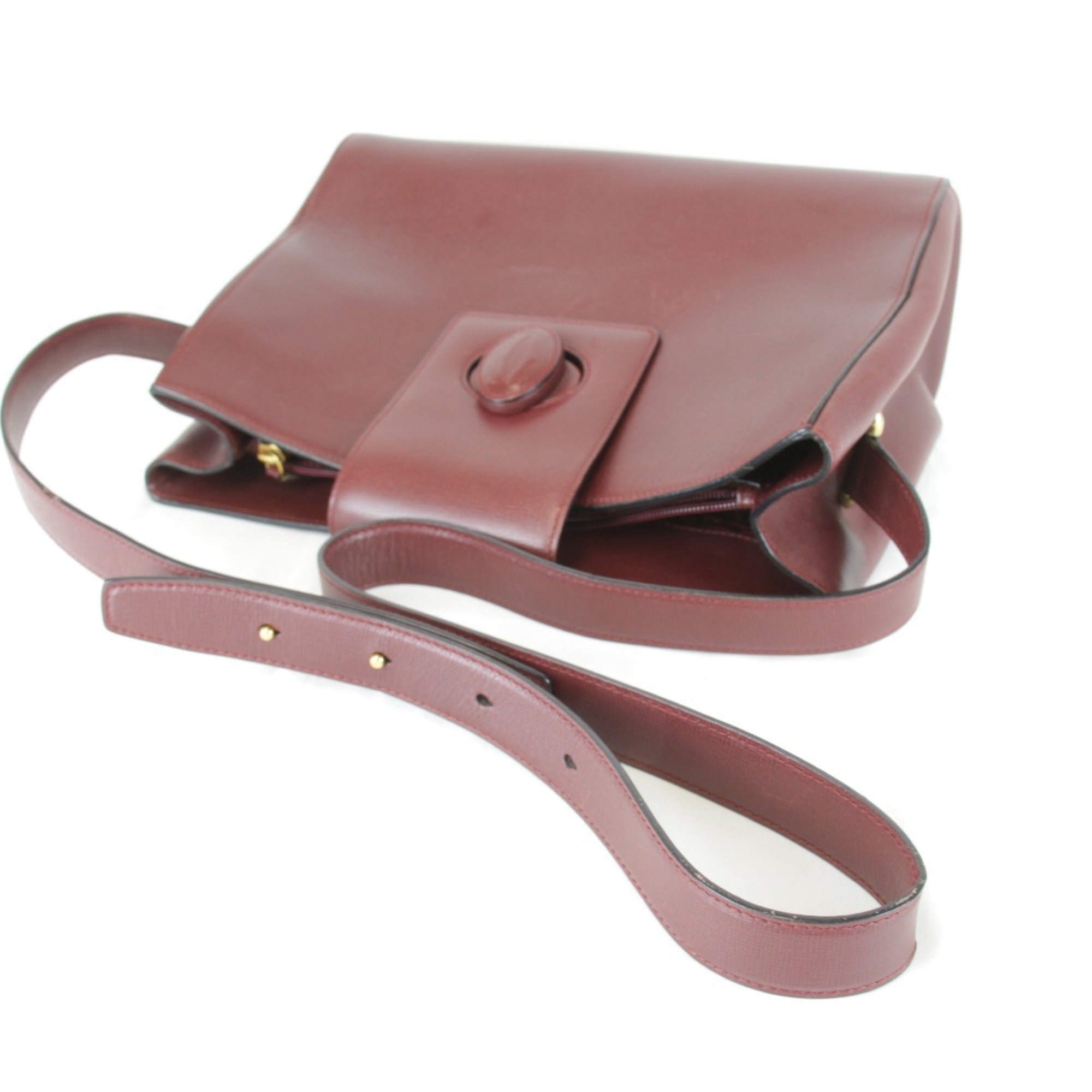Cartier Wine Red Leather Shoulder Bag (Pre-Owned)