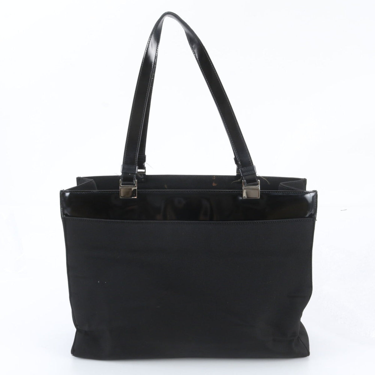 Gucci Black Leather Nylon Handbag Shoulder Bag Tote Bag (Pre-Owned)