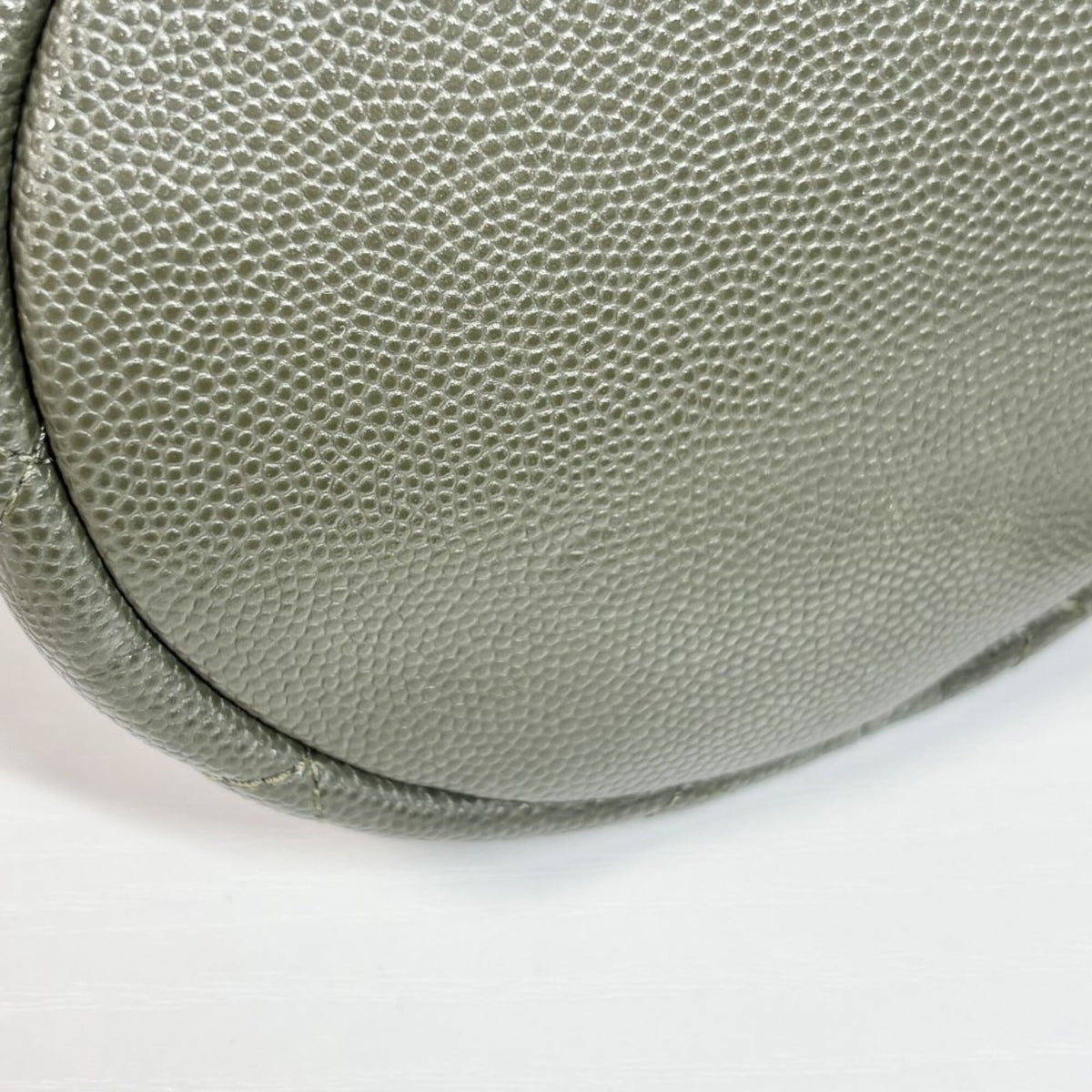 Chanel Khaki Grained Calfskin Pochette Shoulder Bag (Pre-Owned)