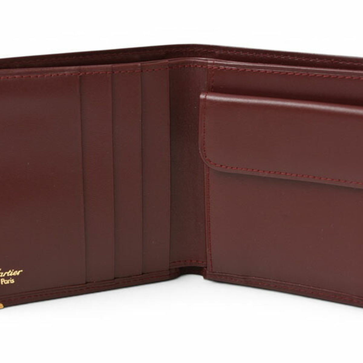 Cartier Bordeaux Leather Wallet (Bi-Fold) (Pre-Owned)