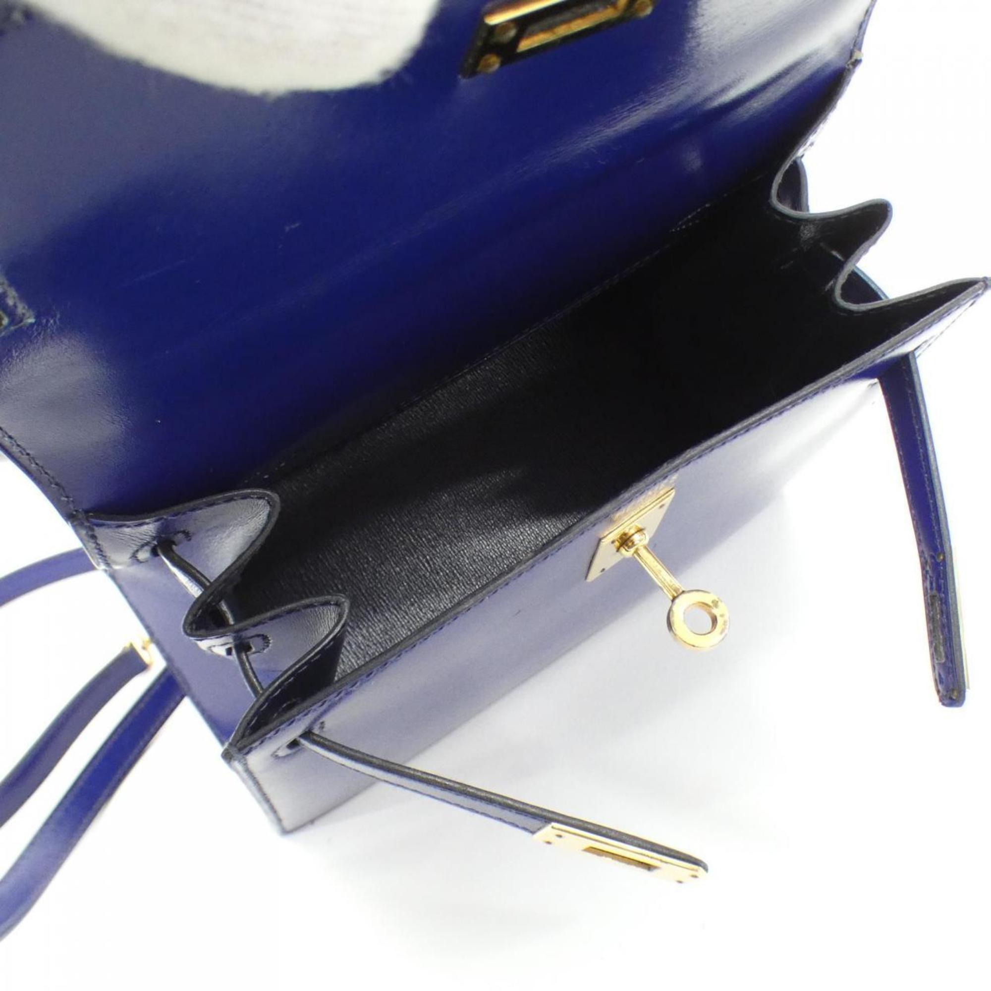 Hermes Blue Box Calf Leather Handbag (Pre-Owned)