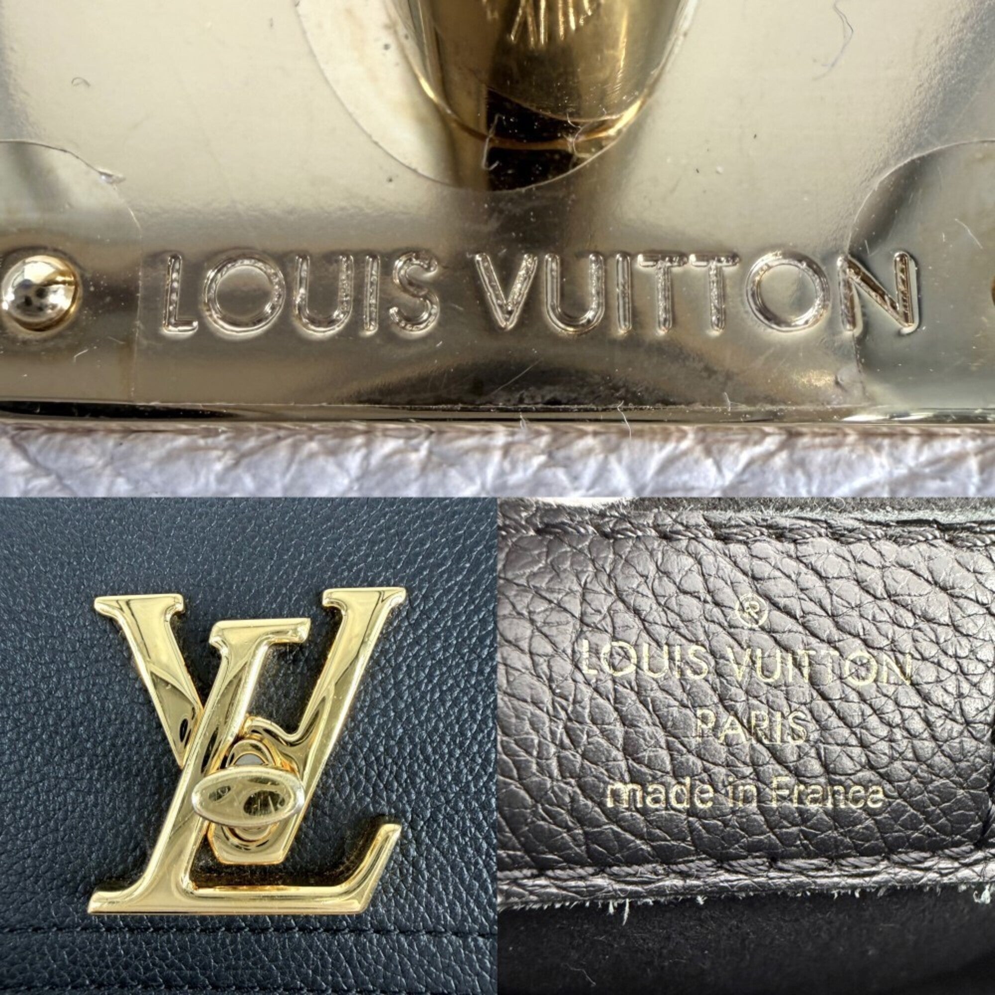 Louis Vuitton Black Ivory Leather Handbag Shoulder Bag (Pre-Owned)