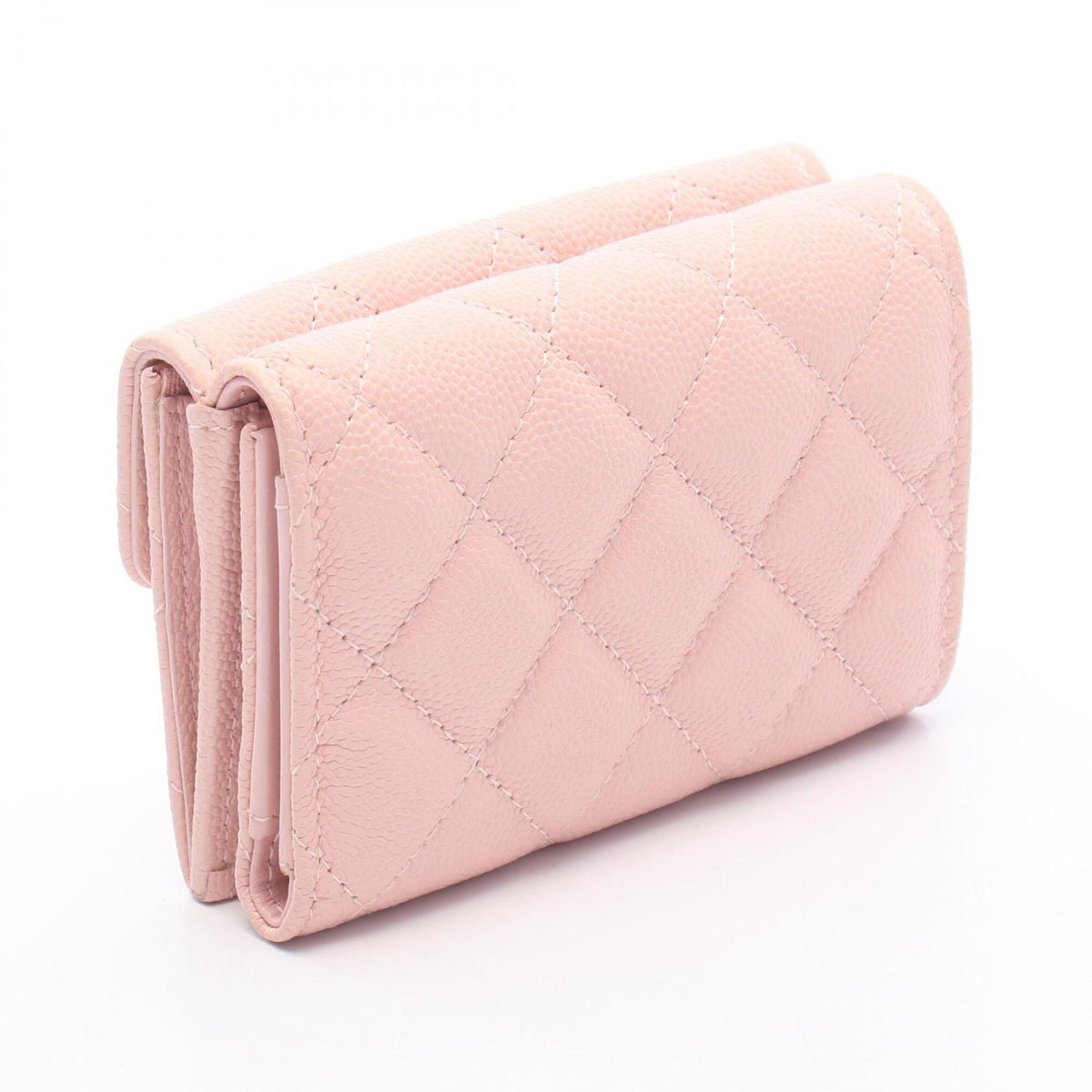 Chanel Pink Grained Calfskin Wallet (Tri-Fold) (Pre-Owned)