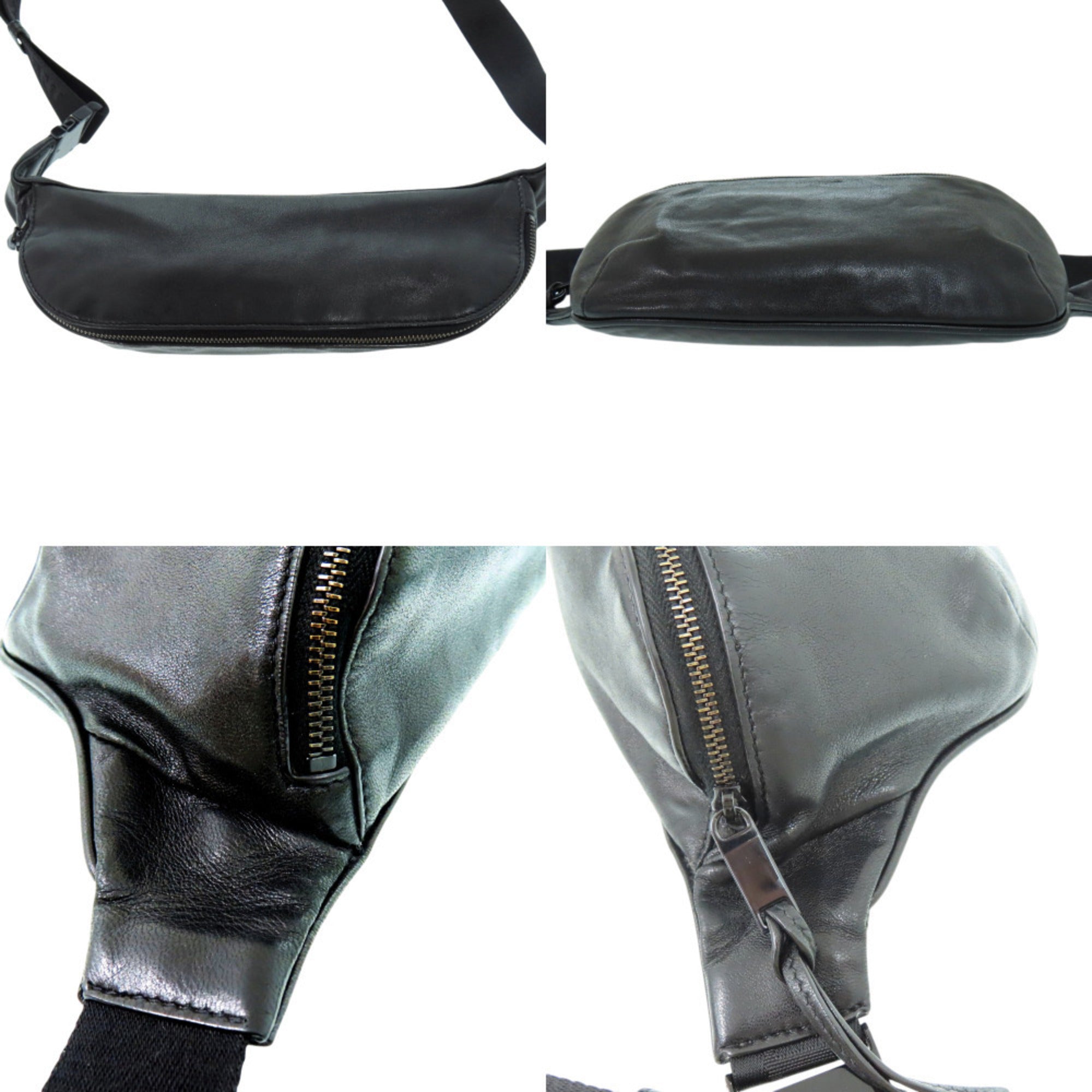 Yves Saint Laurent Black Leather Fanny Pack Sling Bag (Pre-Owned)