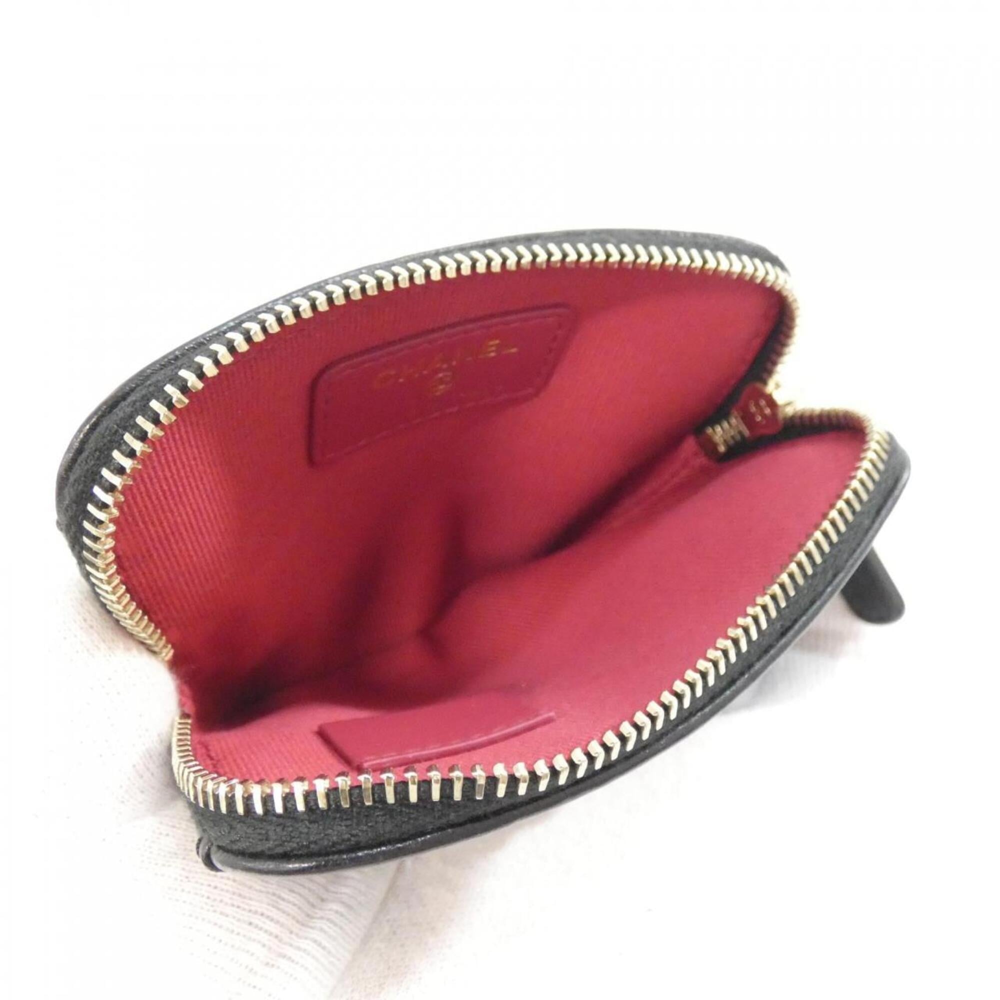 Chanel Black Leather Coin Purse/Coin Case (Pre-Owned)