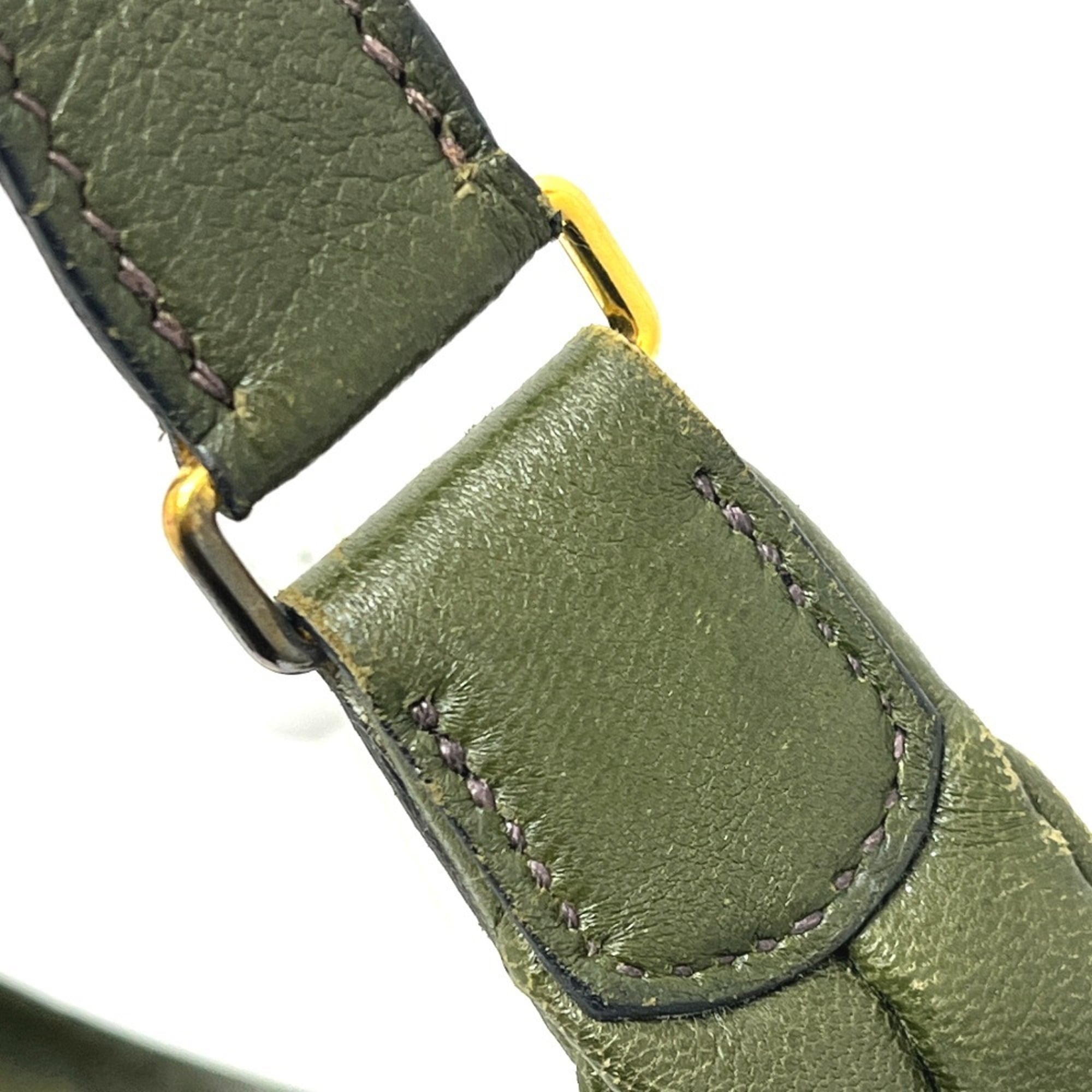 Hermes Khaki Leather Handbag (Pre-Owned)
