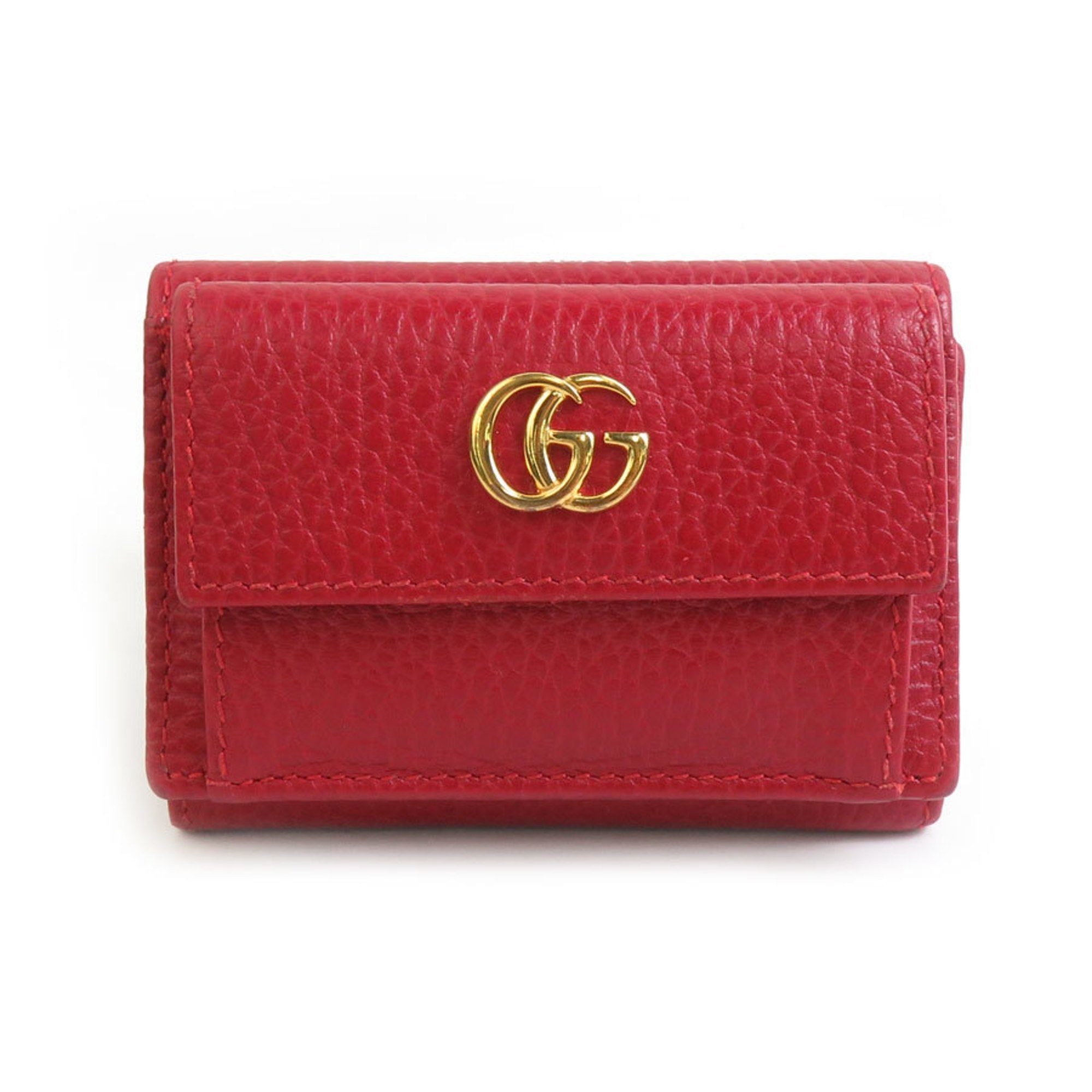 Gucci Red Color Leather Wallet (Tri-Fold) (Pre-Owned)