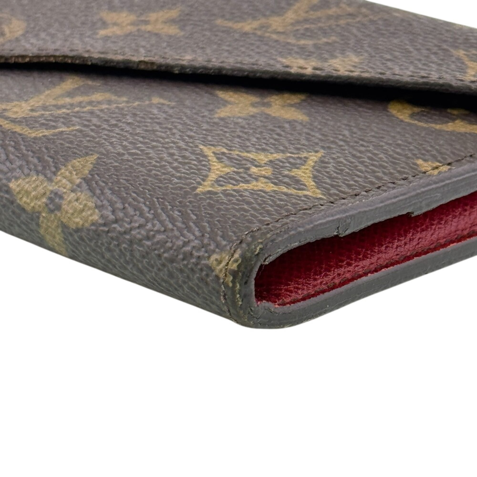 Louis Vuitton Monogram Brown Monogram Red Color Monogram Long Wallet (Bi-Fold) (Pre-Owned)