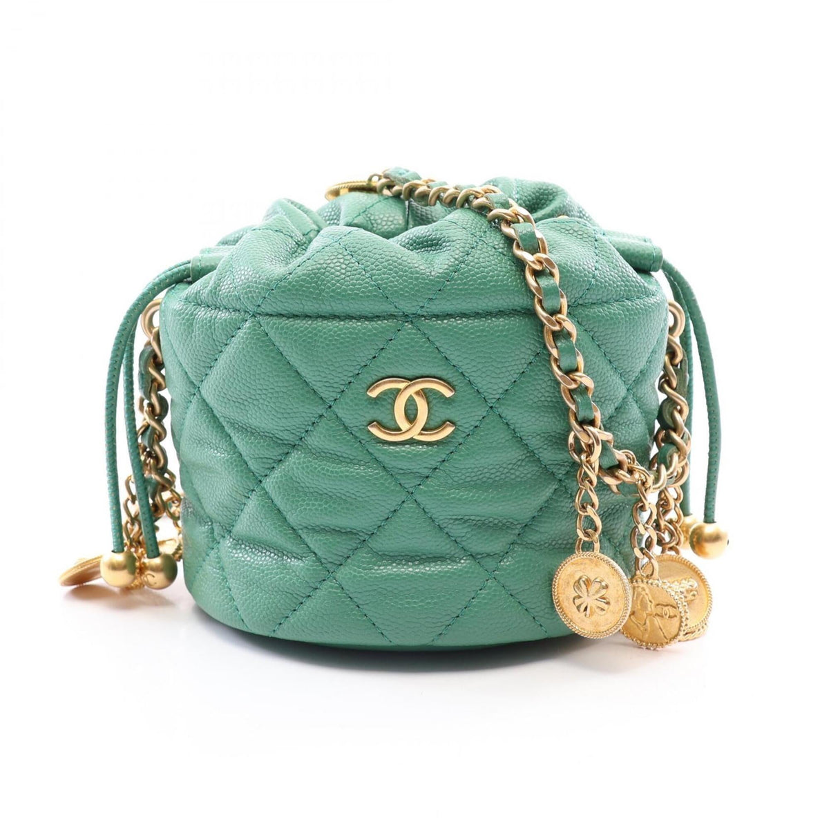 Chanel Green Grained Calfskin Handbag Shoulder Bag (Pre-Owned)