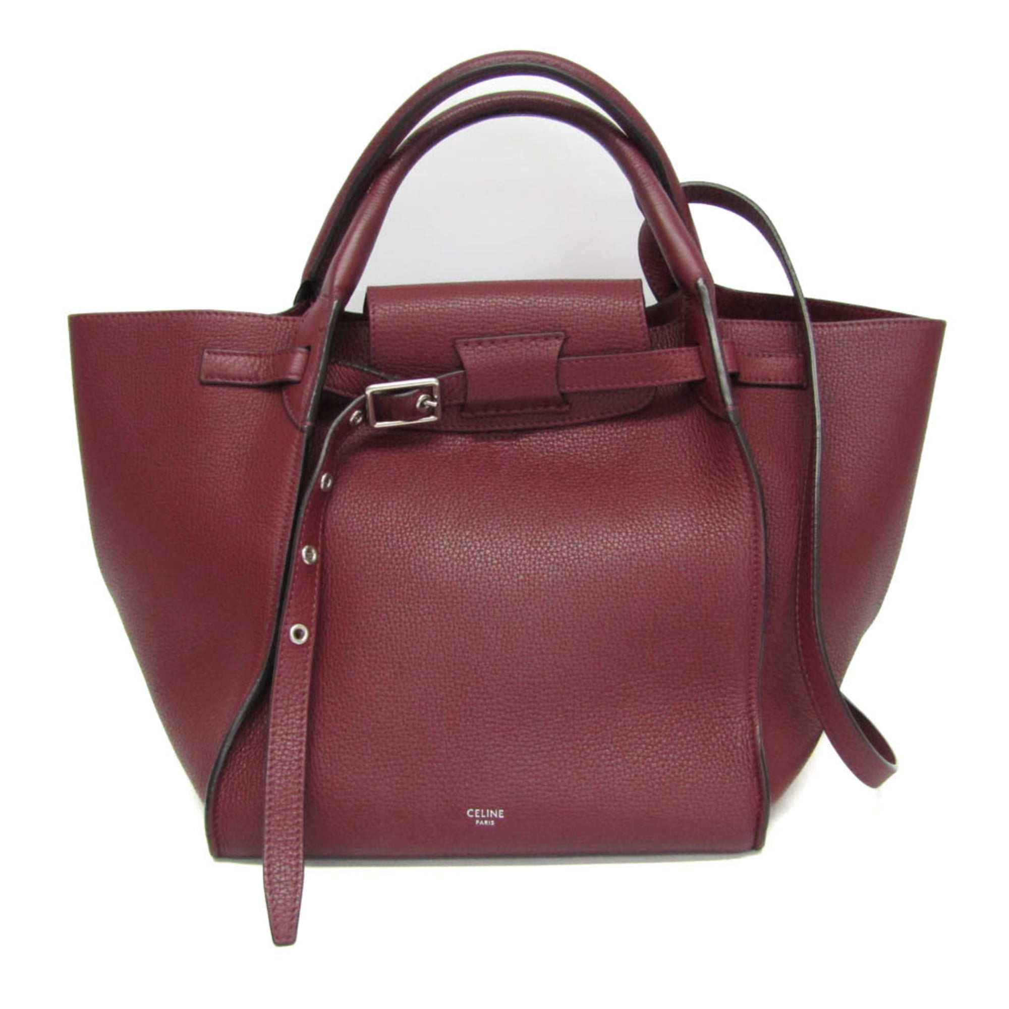 Celine Big Bag Smooth Leather Burgundy Leather Handbag (Pre-Owned)