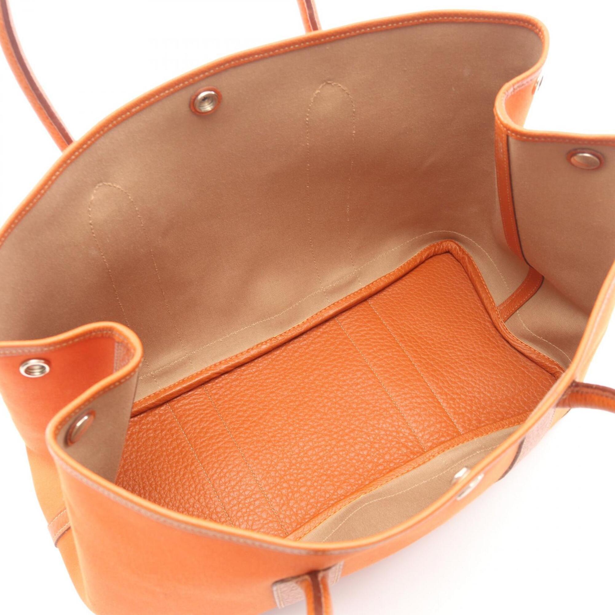Hermes Brown Buffalo Leather Toile Officier Handbag Tote Bag (Pre-Owned)