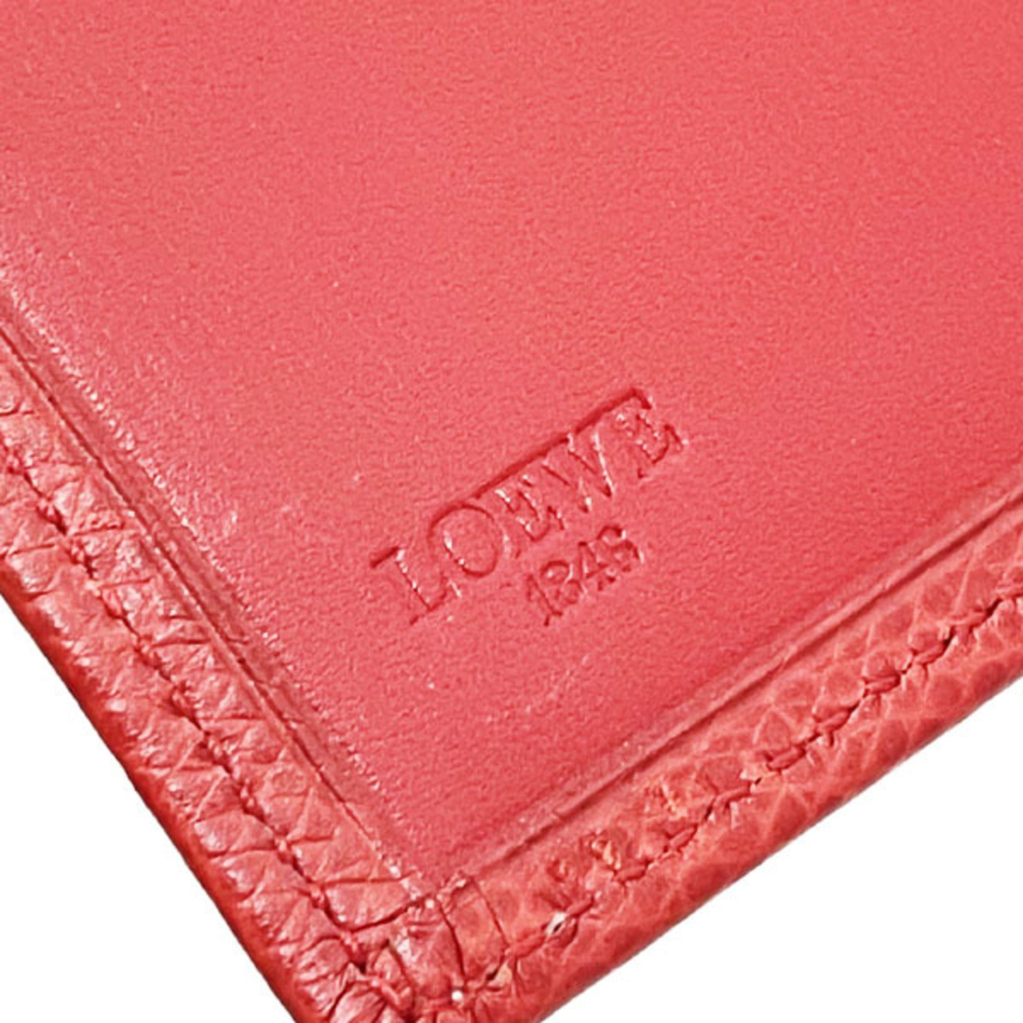 Loewe Red Color Leather Long Wallet (Tri-Fold) (Pre-Owned)