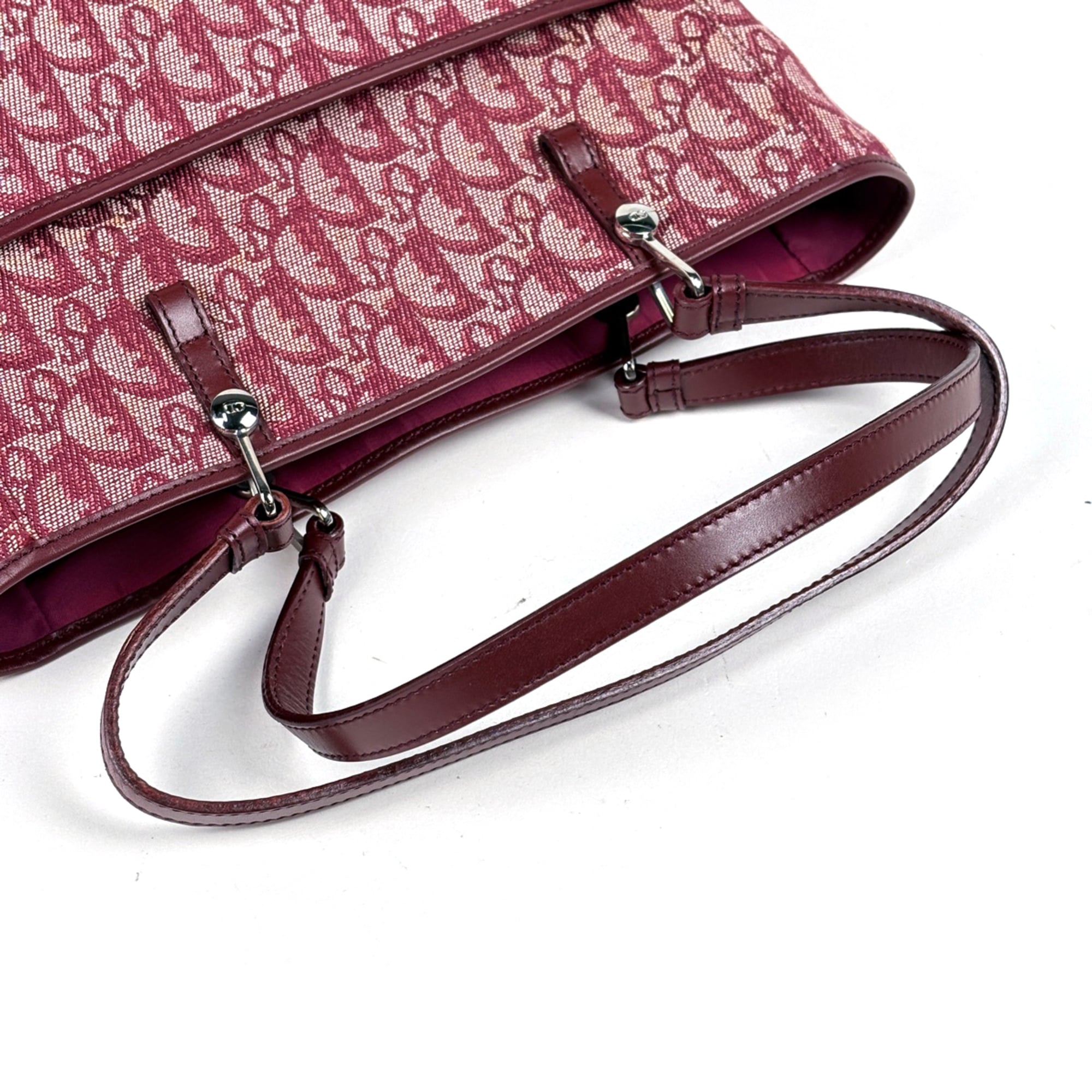 Christian Dior Trotter Bordeaux Canvas Leather Tote Bag (Pre-Owned)