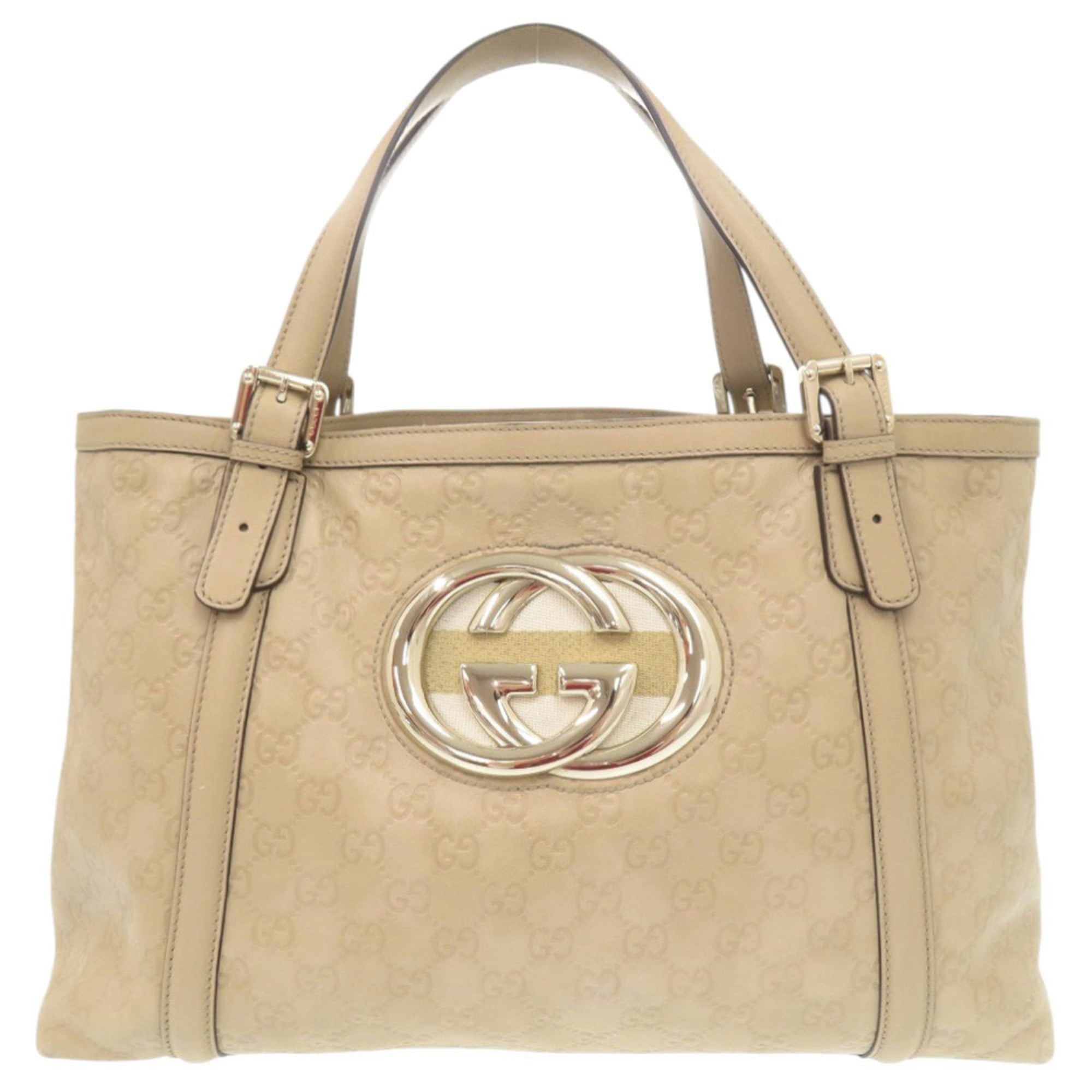Gucci Beige Leather Handbag Tote Bag (Pre-Owned)
