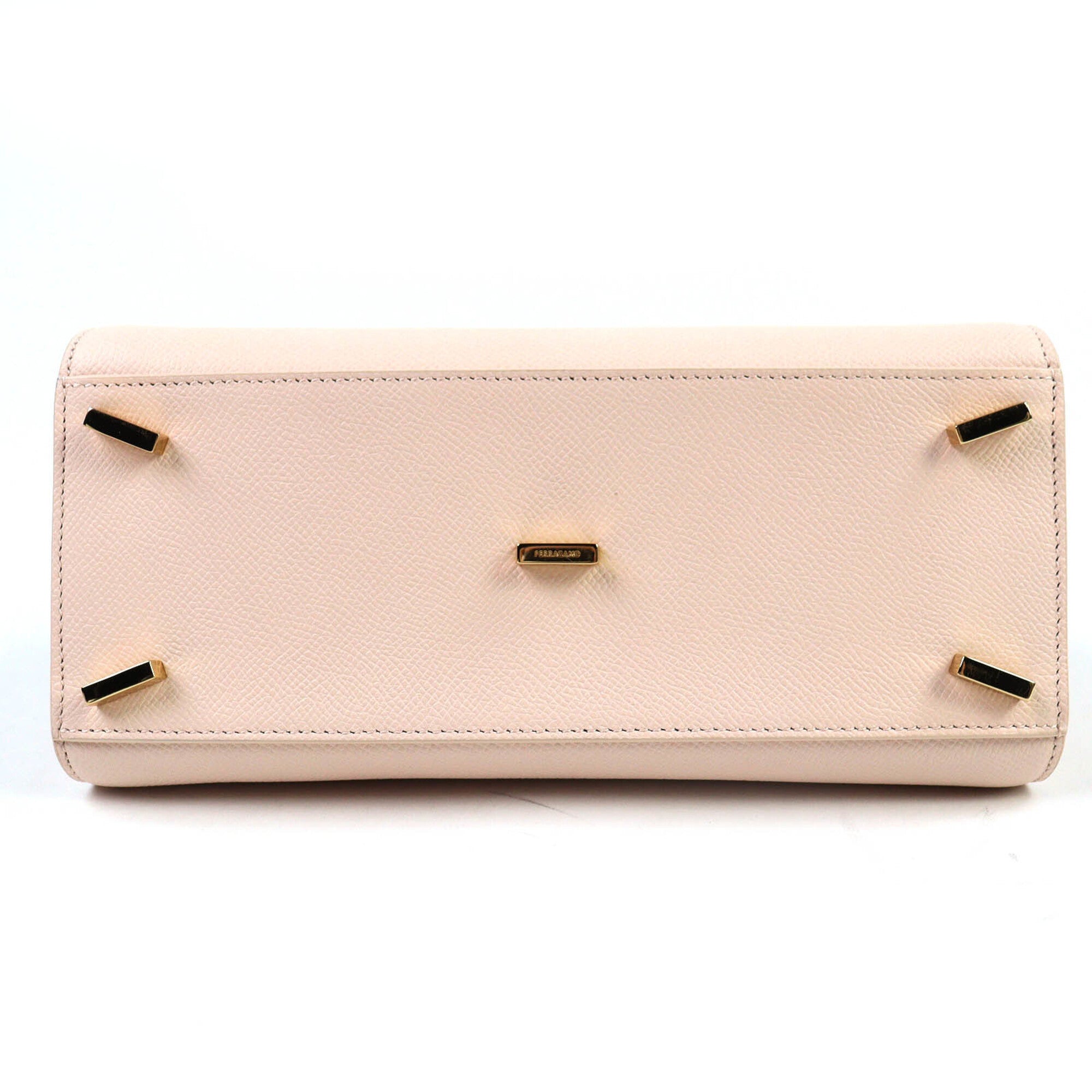 Salvatore Ferragamo Gancini Gold Leather Handbag Shoulder Bag (Pre-Owned)