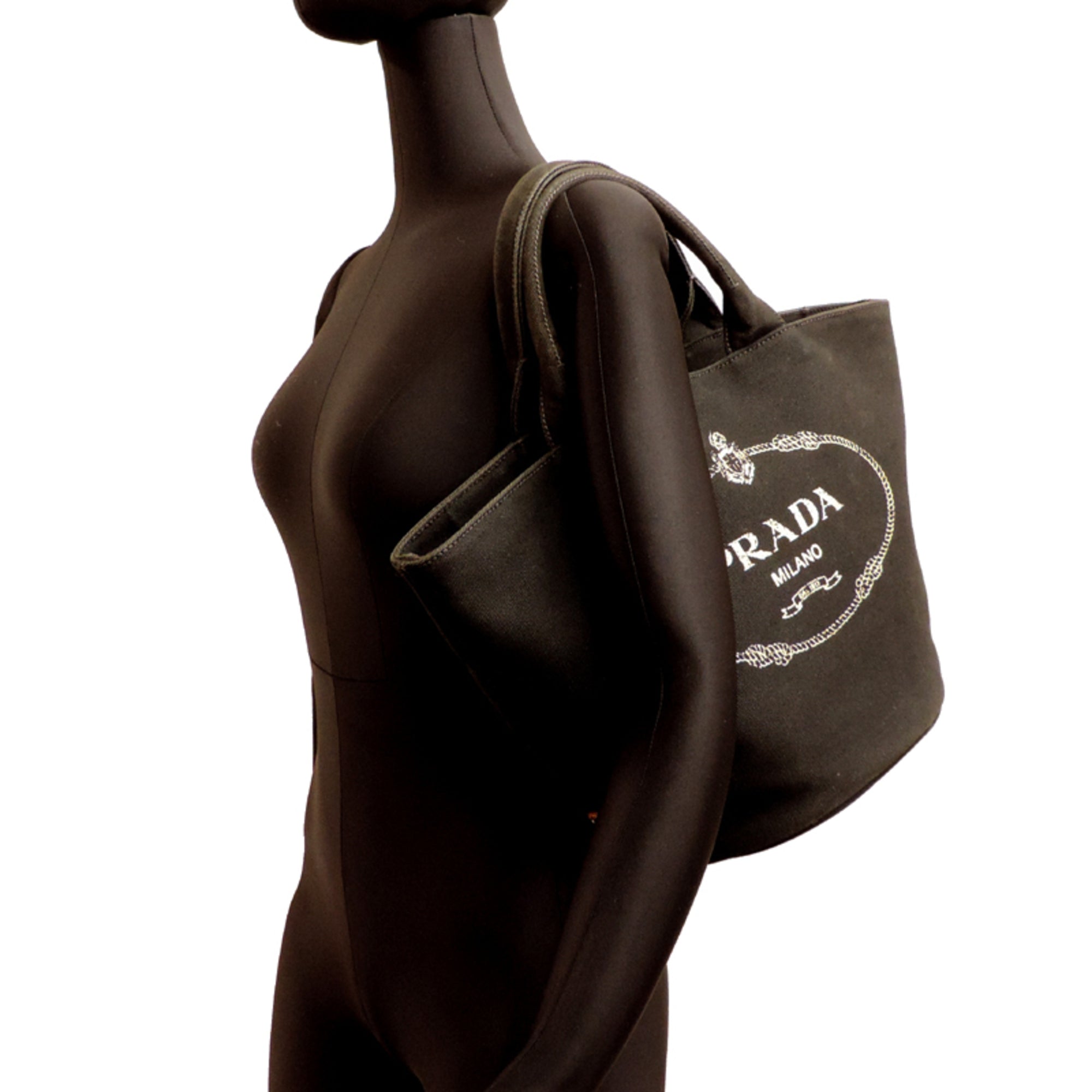Prada Black Nero Canvas Handbag Pouch (Pre-Owned)
