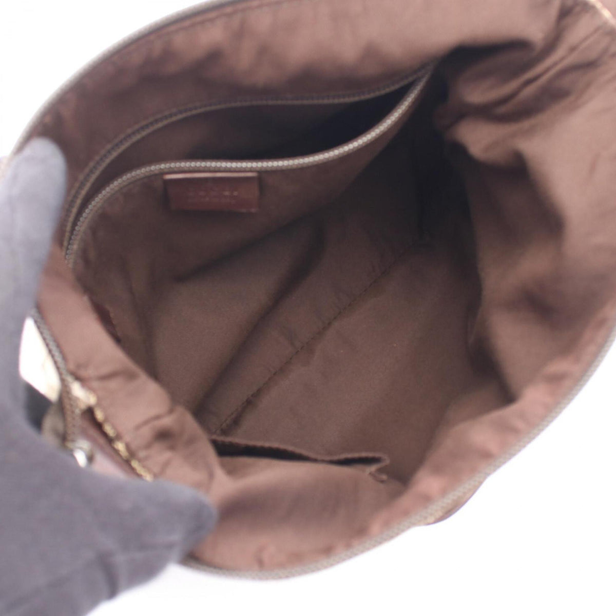 Gucci Beige Brown Gg Canvas Leather Handbag Shoulder Bag (Pre-Owned)