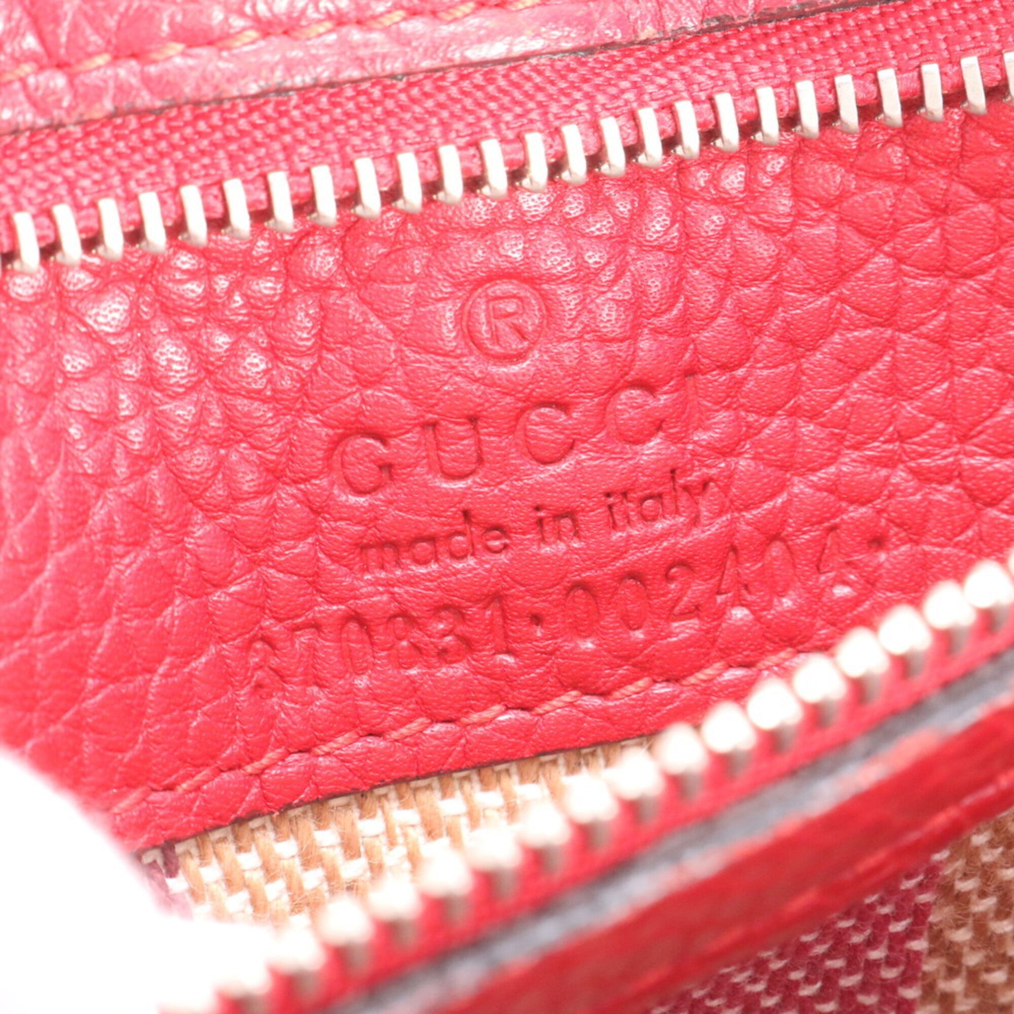 Gucci Red Color Leather Handbag Shoulder Bag (Pre-Owned)