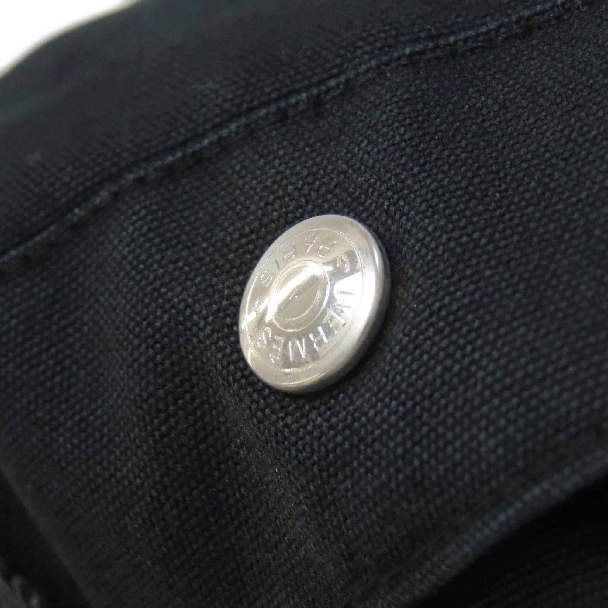 Hermes Black Gray Canvas Tote Bag (Pre-Owned)