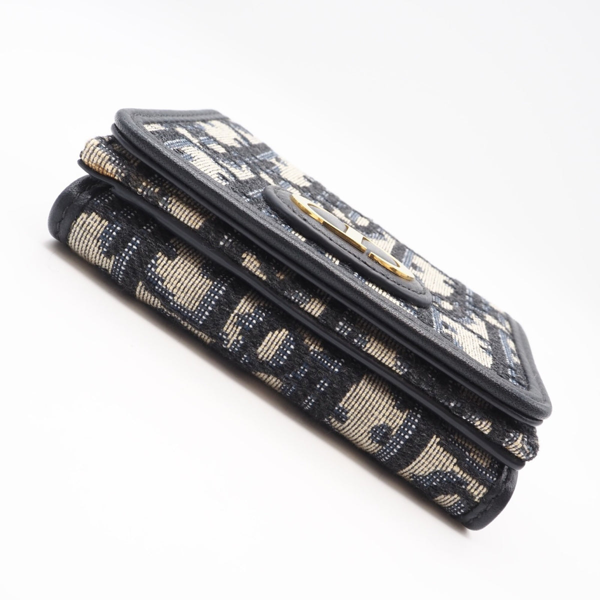 Christian Dior Gray Navy Canvas Wallet (Tri-Fold) (Pre-Owned)