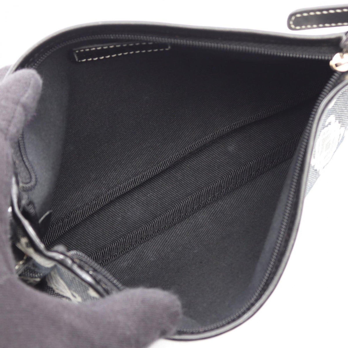 Loewe Black Gray White Canvas Leather Handbag Shoulder Bag (Pre-Owned)