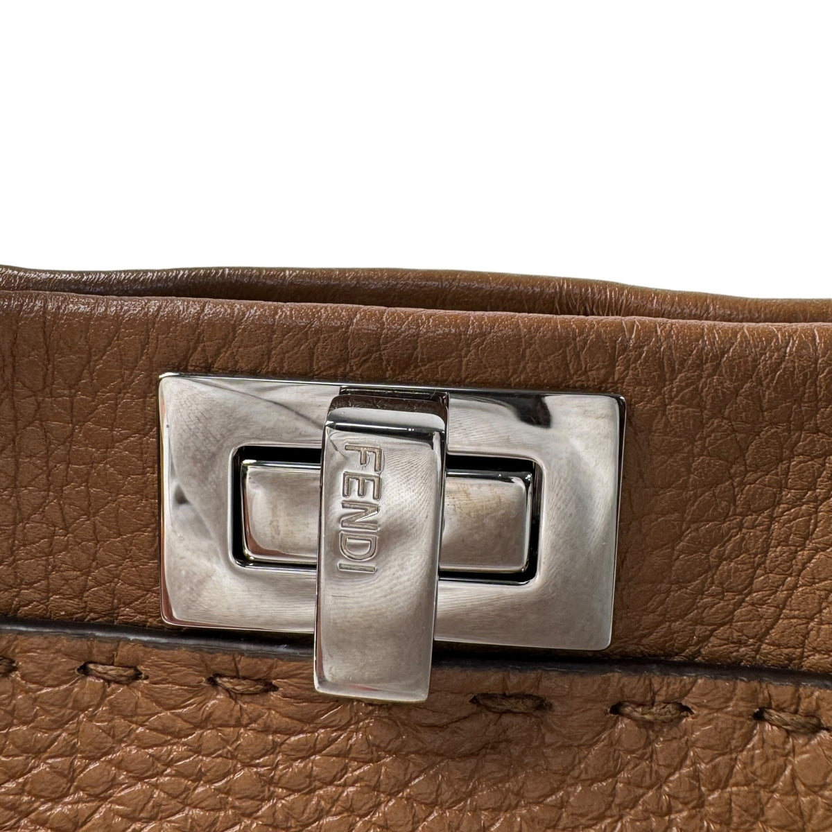 Fendi Brown Leather Handbag Shoulder Bag (Pre-Owned)