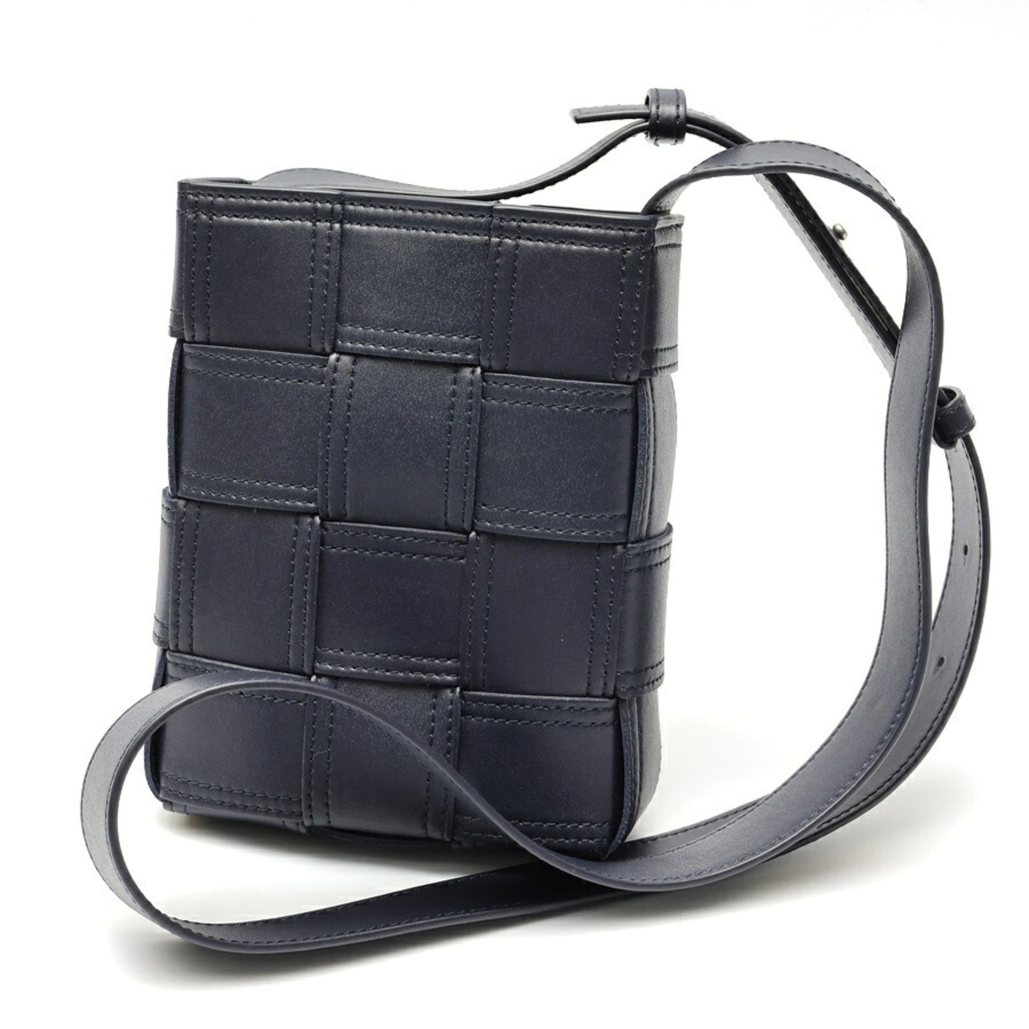 Bottega Veneta Navy Intrecciato Leather Sling Bag (Pre-Owned)