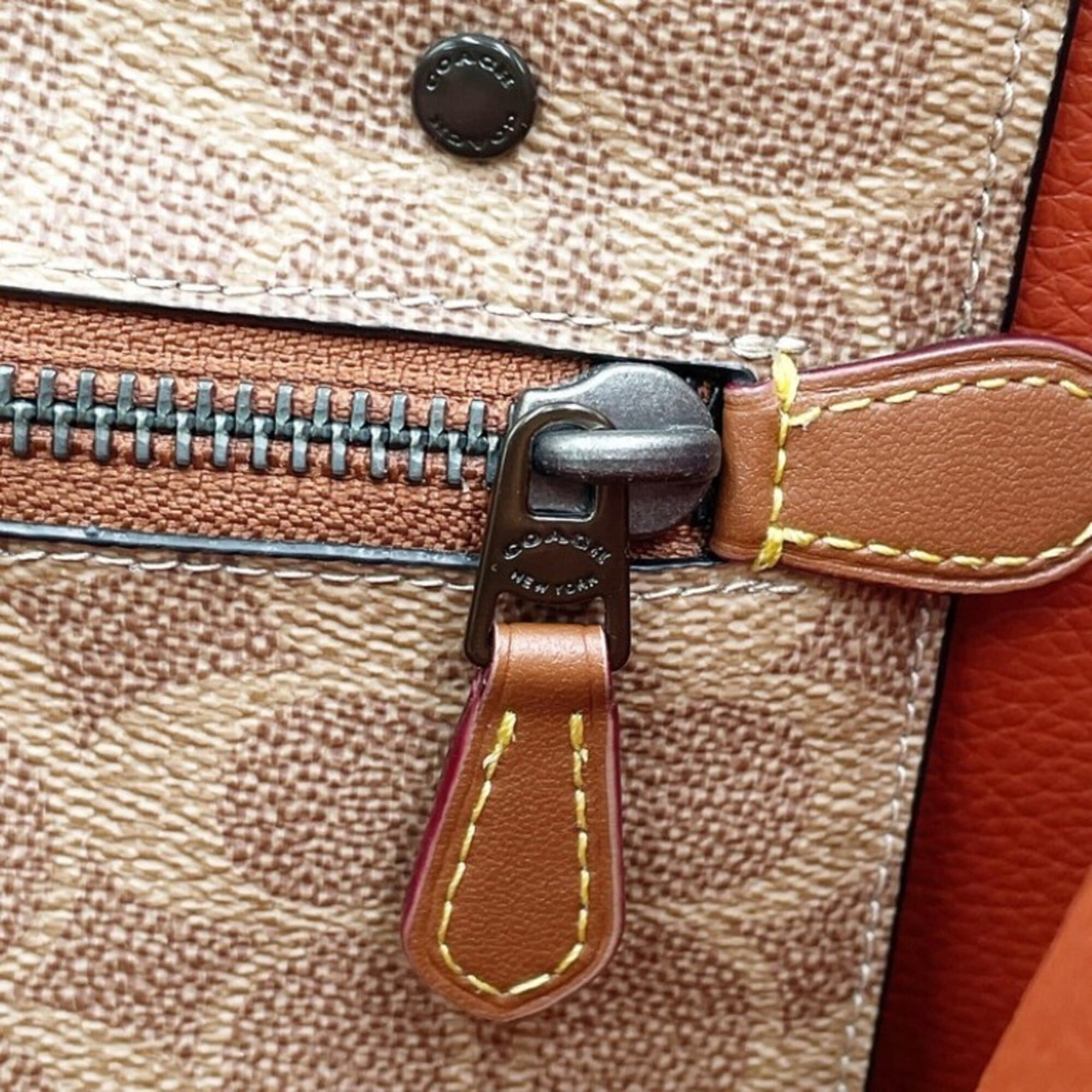 Coach Black Brown Leather Handbag Tote Bag (Pre-Owned)