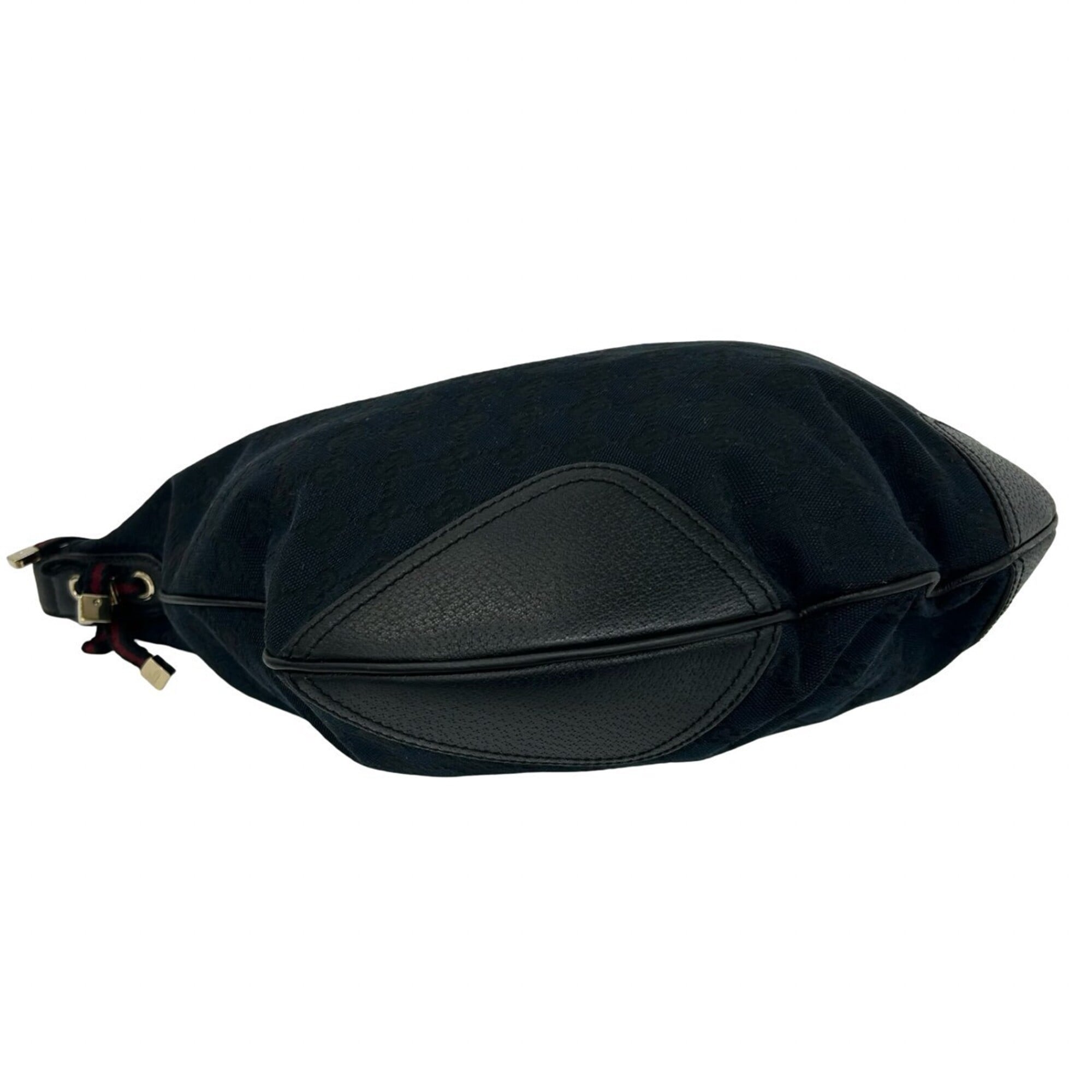 Gucci Black Navy Canvas Leather Shoulder Bag (Pre-Owned)