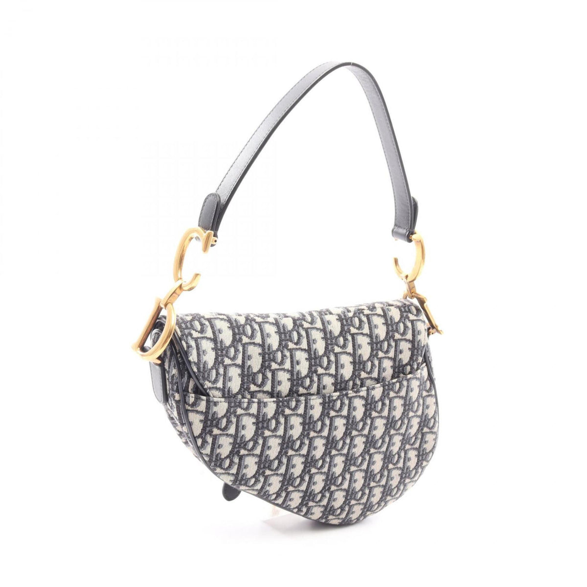 Christian Dior Beige Navy Canvas Handbag Saddle Bag (Pre-Owned)