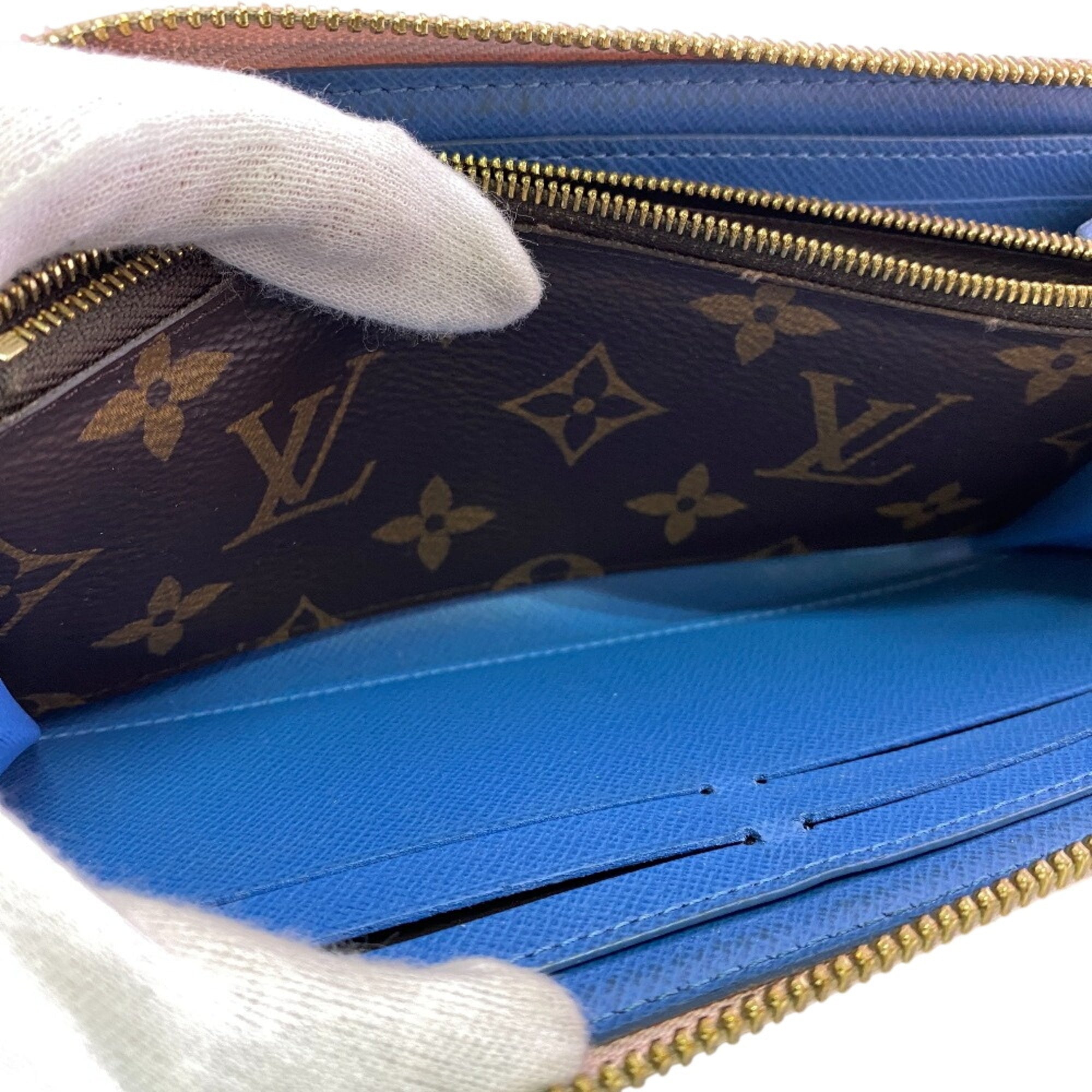 Louis Vuitton Monogram Blue Pink Leather Long Wallet (Bi-Fold) (Pre-Owned)
