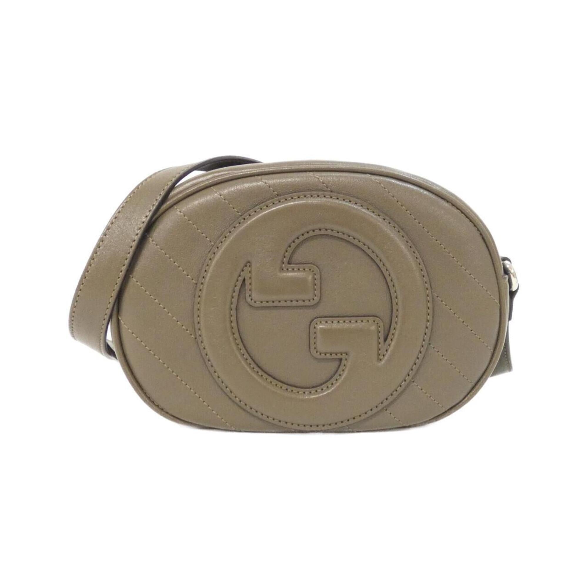 Gucci Green Khaki Brown Leather Shoulder Bag (Pre-Owned)
