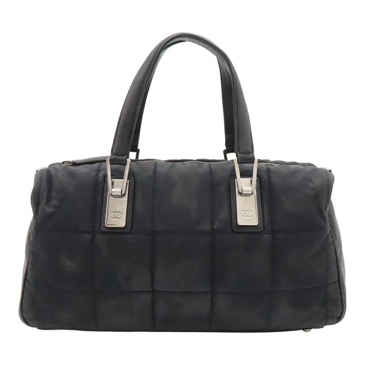 Chanel Chocolate Bar Black Nylon Leather Handbag (Pre-Owned)